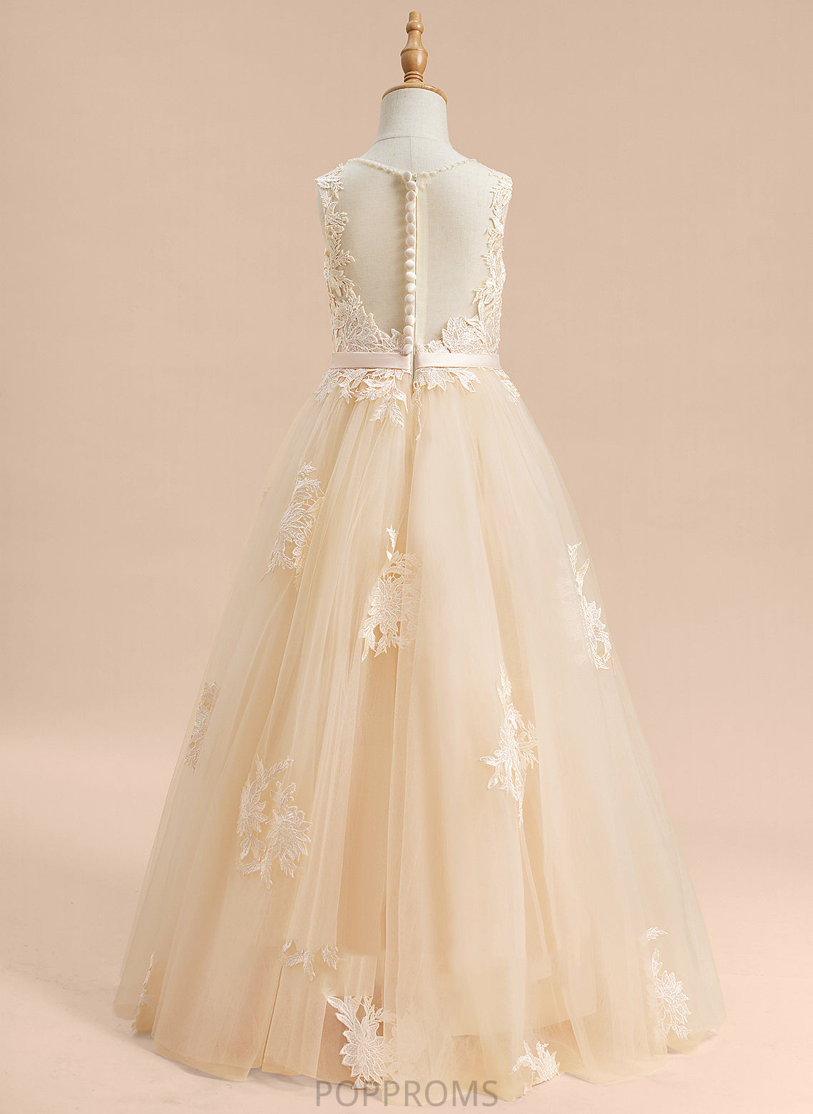 Keira With Girl Neck Floor-length Sleeveless Scoop Dress Flower Beading/Sequins/Bow(s) Flower Girl Dresses - Ball-Gown/Princess Tulle/Lace