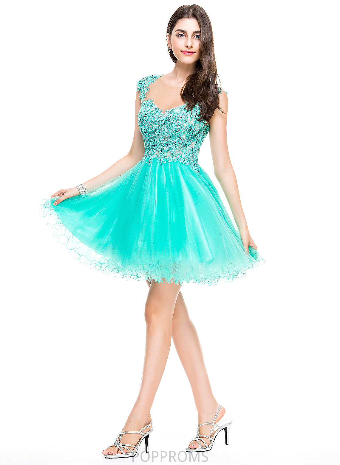 Beading Homecoming Lace Homecoming Dresses Sequins Appliques Tulle Roselyn A-Line Sweetheart Short/Mini Dress With