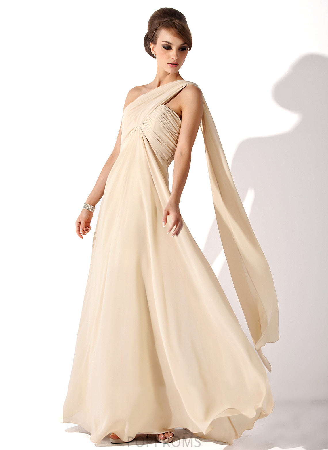 Nan Bride of With the Chiffon Mother Ruffle Empire One-Shoulder Mother of the Bride Dresses Floor-Length Dress