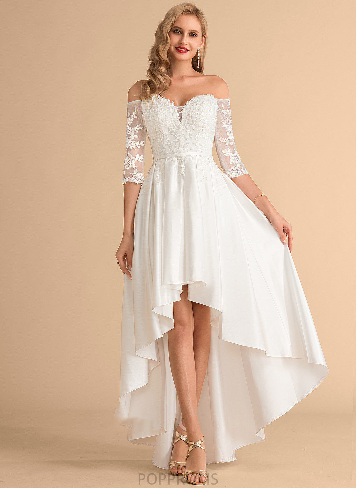 Asymmetrical Wedding Dress Satin Lace Wedding Dresses A-Line Vera