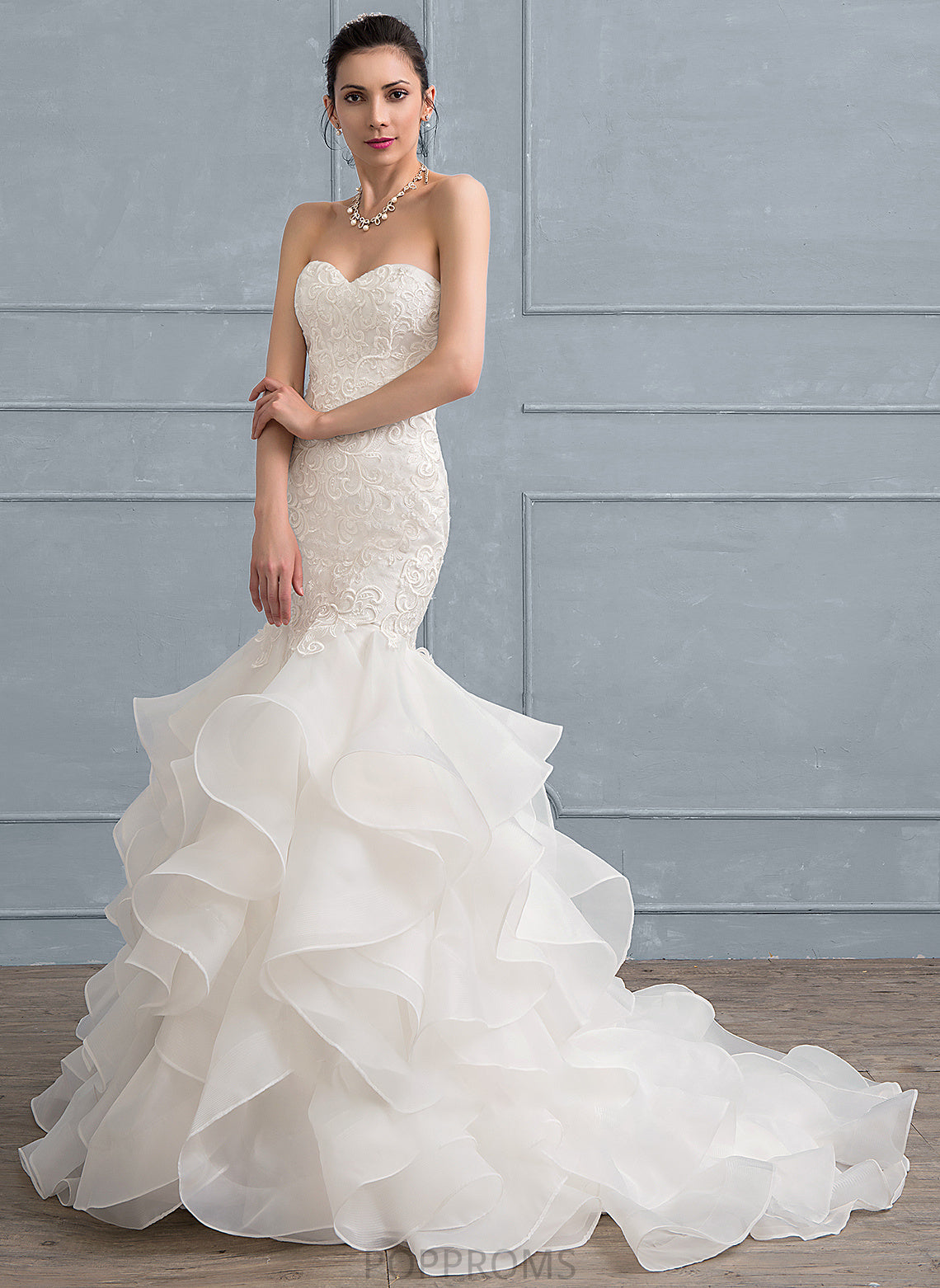 Dress Sweep Wedding Dresses Organza Trumpet/Mermaid Wedding Lace Sweetheart Train Veronica