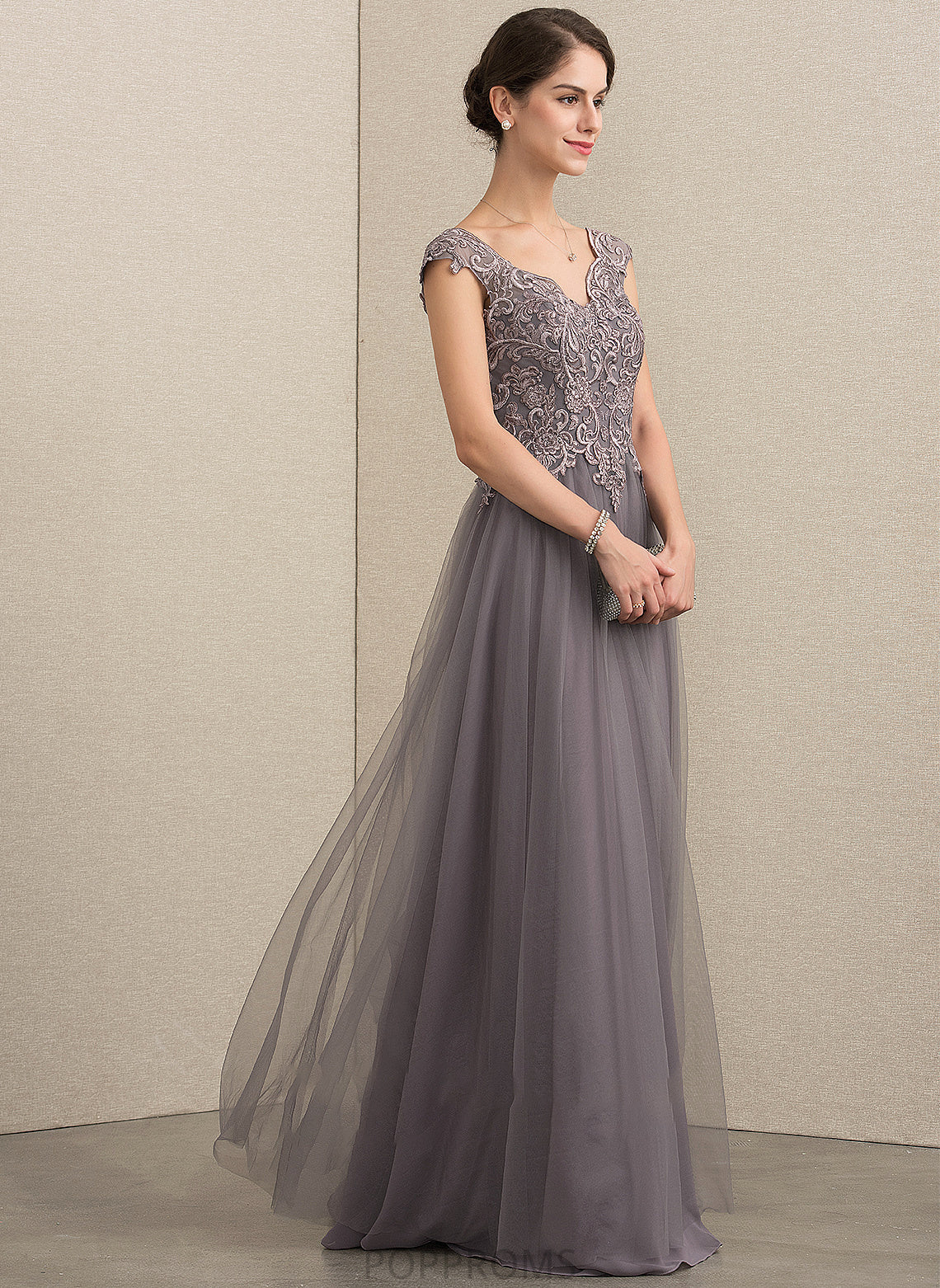 Jayda Tulle With of Mother A-Line/Princess Lace Sequins V-neck Bride the Dress Mother of the Bride Dresses Floor-Length