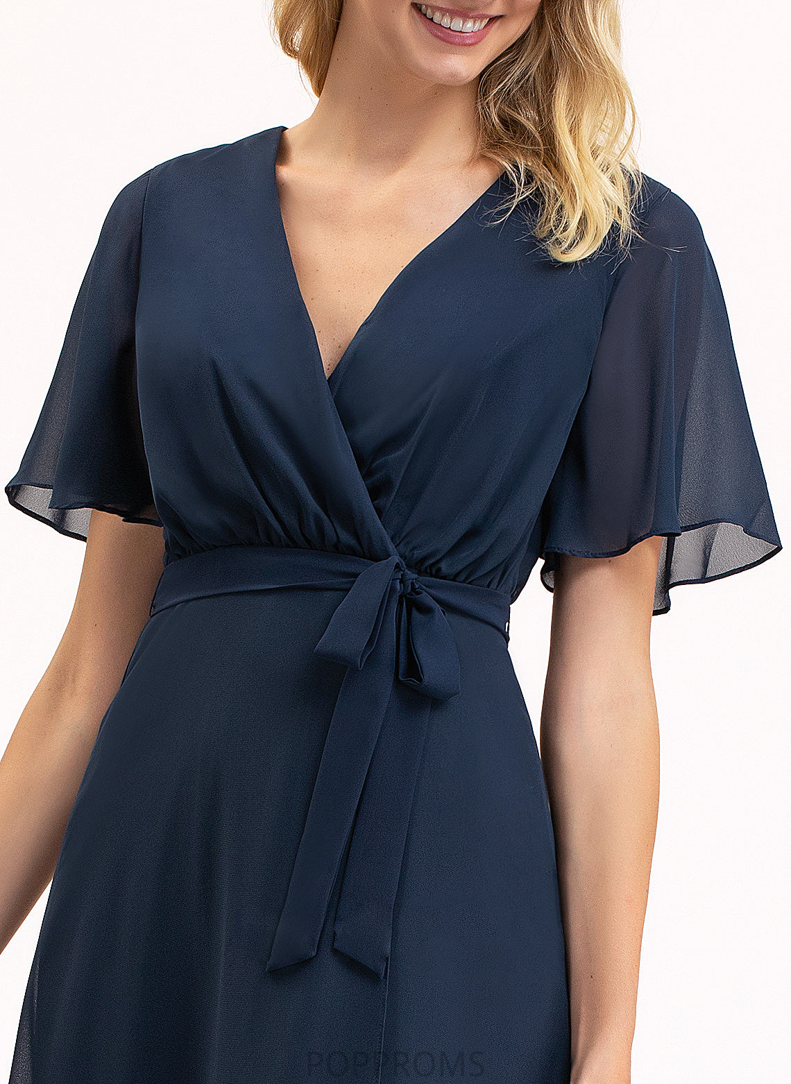 Chiffon Cocktail Dresses V-neck Asymmetrical Bow(s) Mylie Dress With A-Line Cocktail