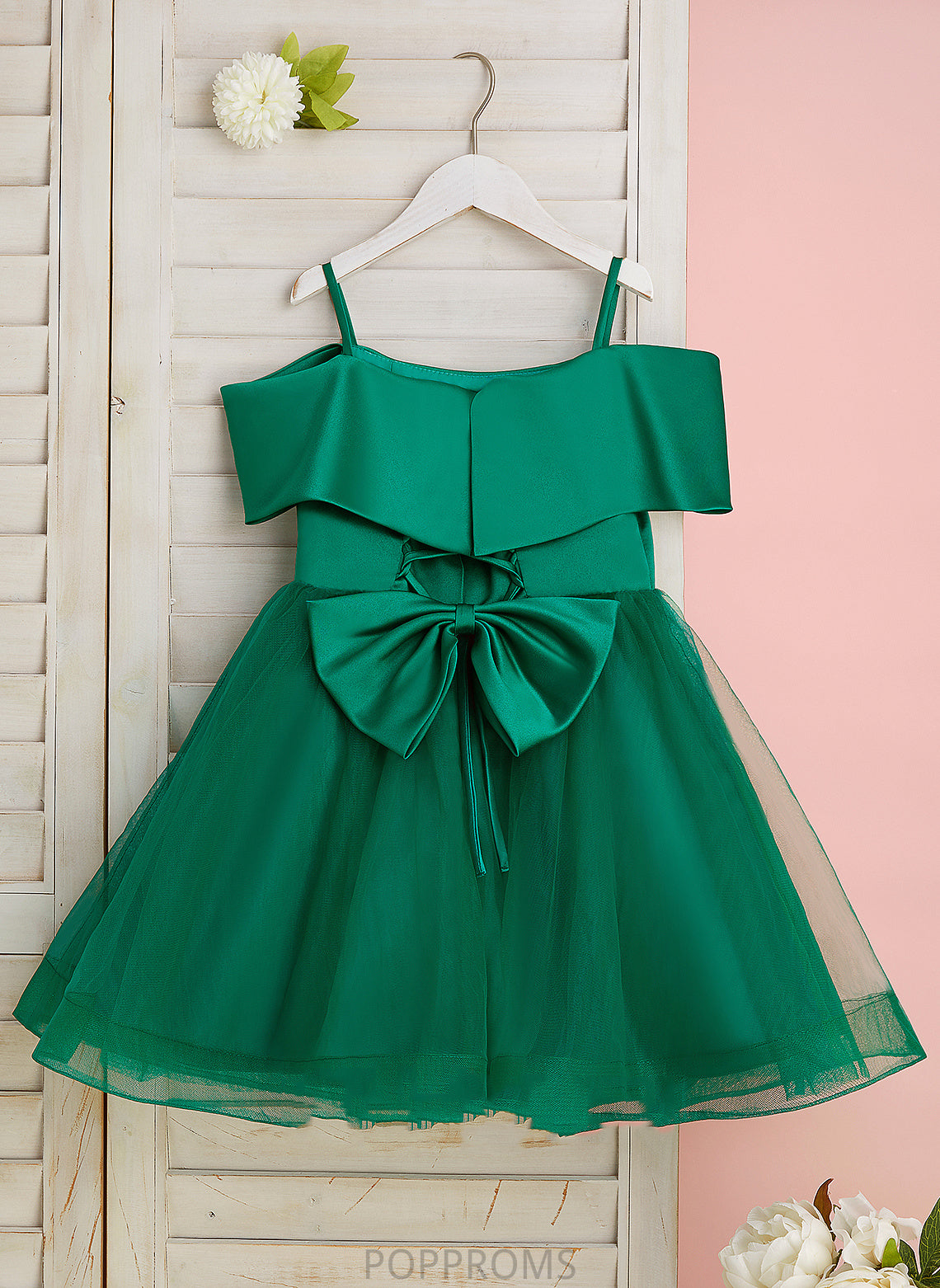 Flower Girl Dresses Bow(s) - Yoselin Flower With Girl Off-the-Shoulder Sleeveless Dress Knee-length Satin/Tulle A-Line