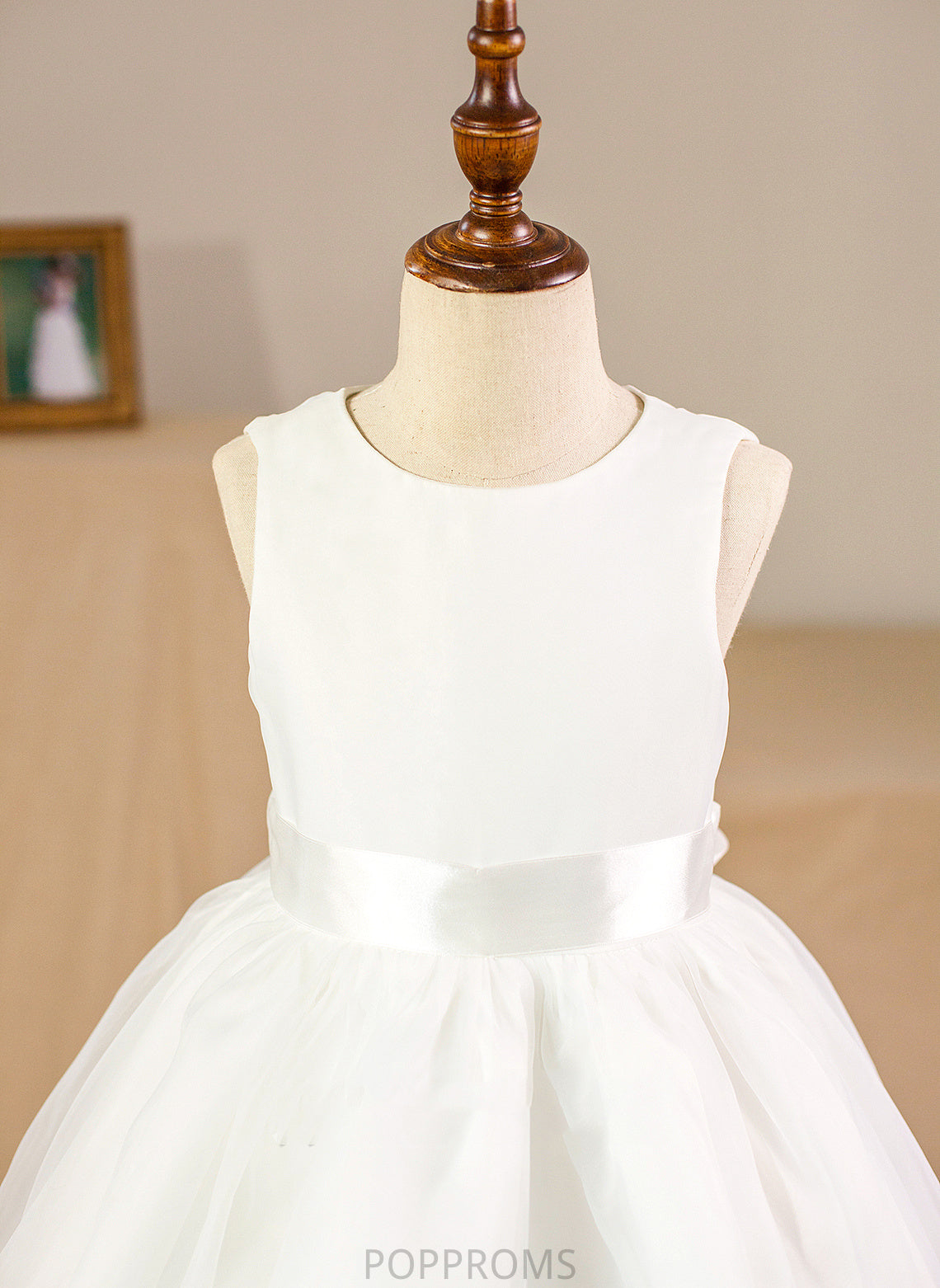 Floor-length Dress Organza/Satin (Petticoat Flower Neck Flower Girl Dresses Leslie Bow(s) Ball-Gown/Princess With Scoop Girl - included) Sleeveless NOT