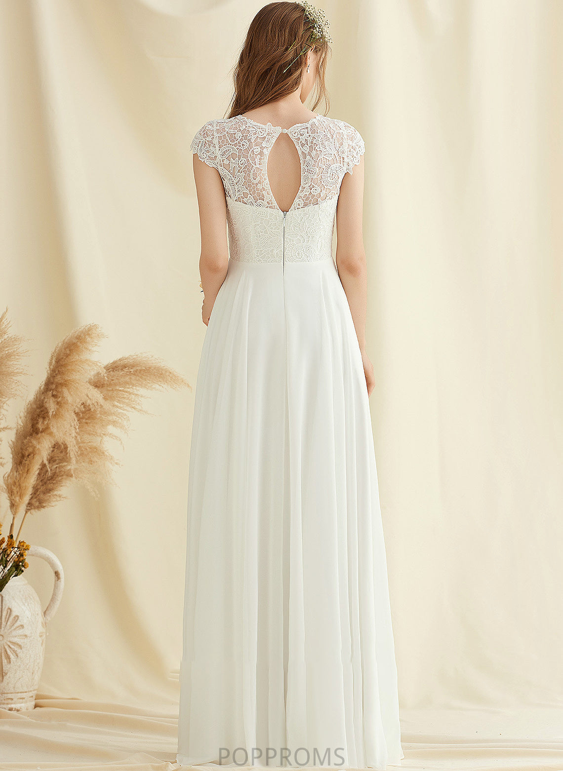 A-Line Dress Chiffon Wedding Dresses Floor-Length Amina Lace Wedding