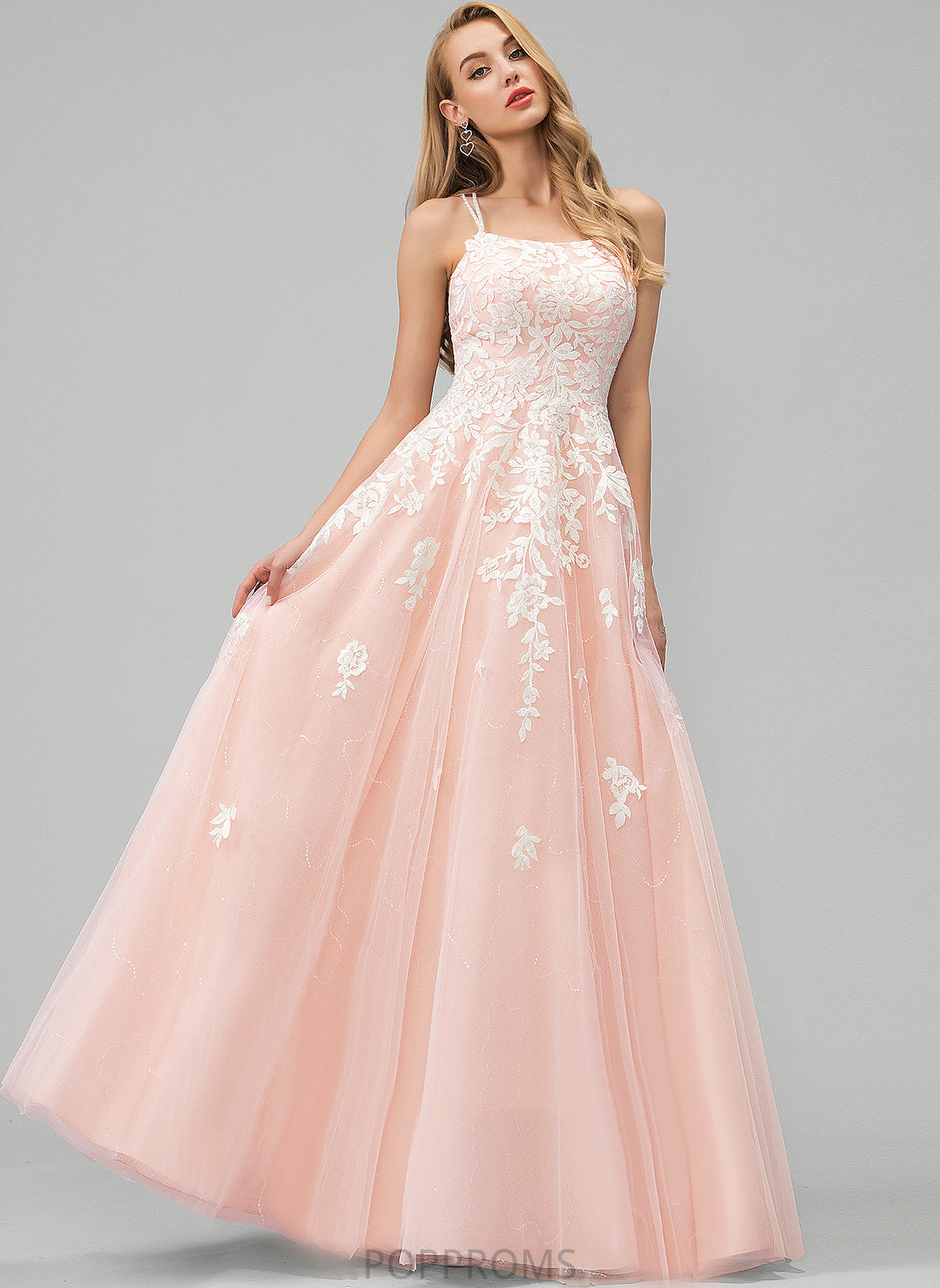 Ball-Gown/Princess Prom Dresses Alexia Square Floor-Length Sequins With Tulle Lace