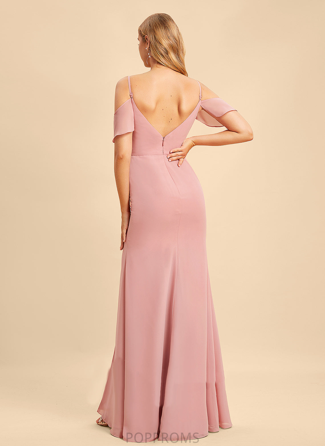 Embellishment V-neck Neckline A-Line Floor-Length Length Ruffle Silhouette SplitFront Fabric Jaylah Sleeveless Bridesmaid Dresses