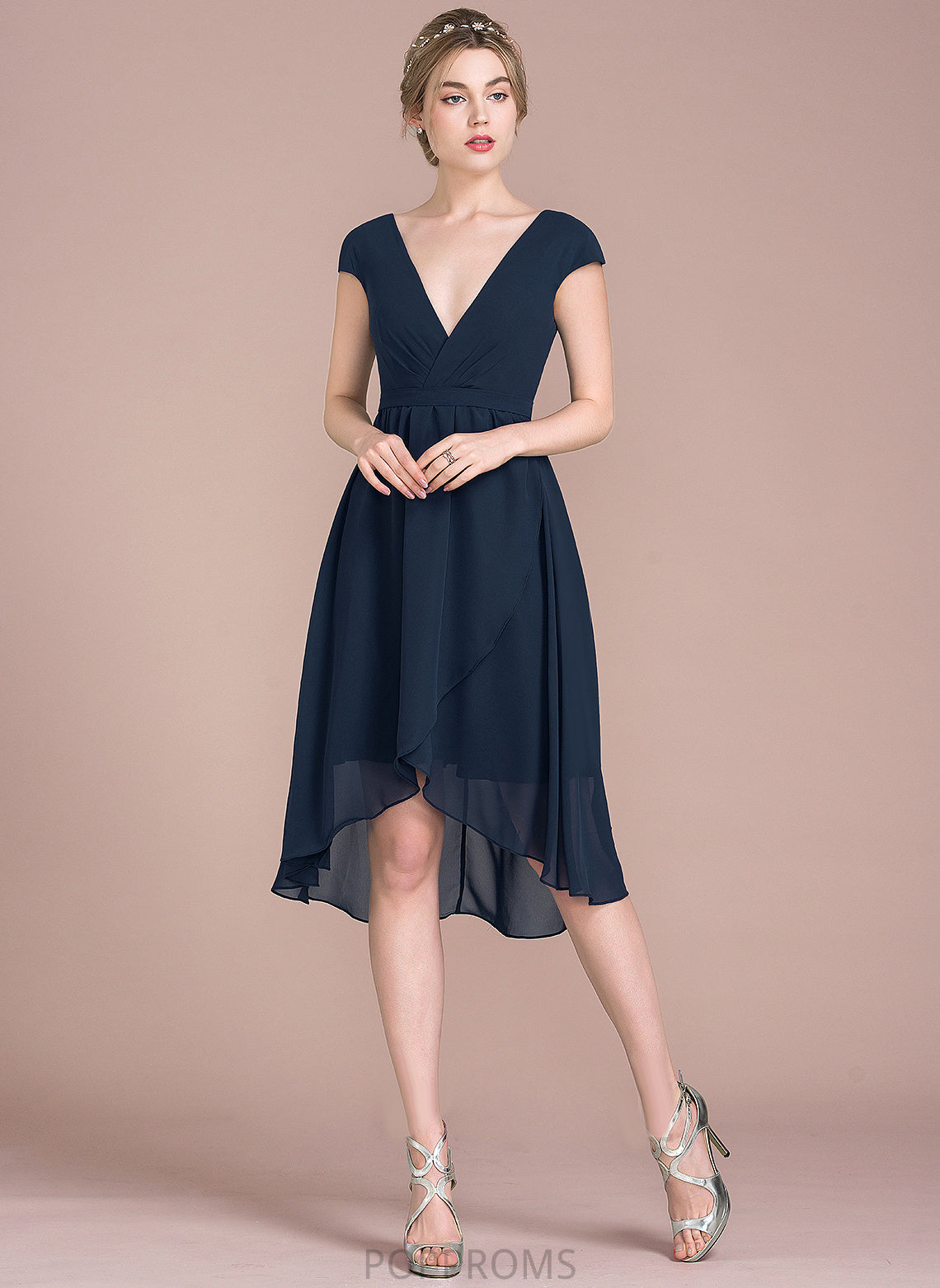 Cocktail A-Line V-neck Dress Asymmetrical Cocktail Dresses Chiffon Alexa