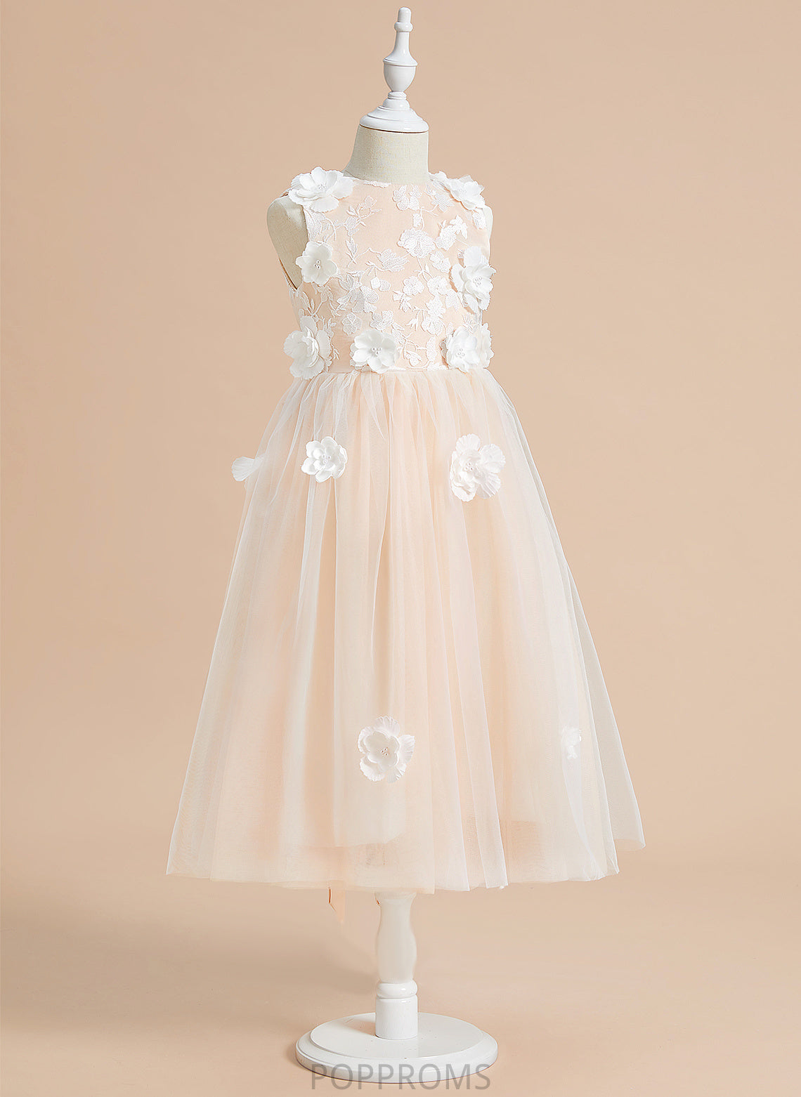 Flower Girl Dresses A-Line Flower Neck Girl Flower(s)/Bow(s) With - Tulle Scoop Tea-length Elliana Dress Sleeveless