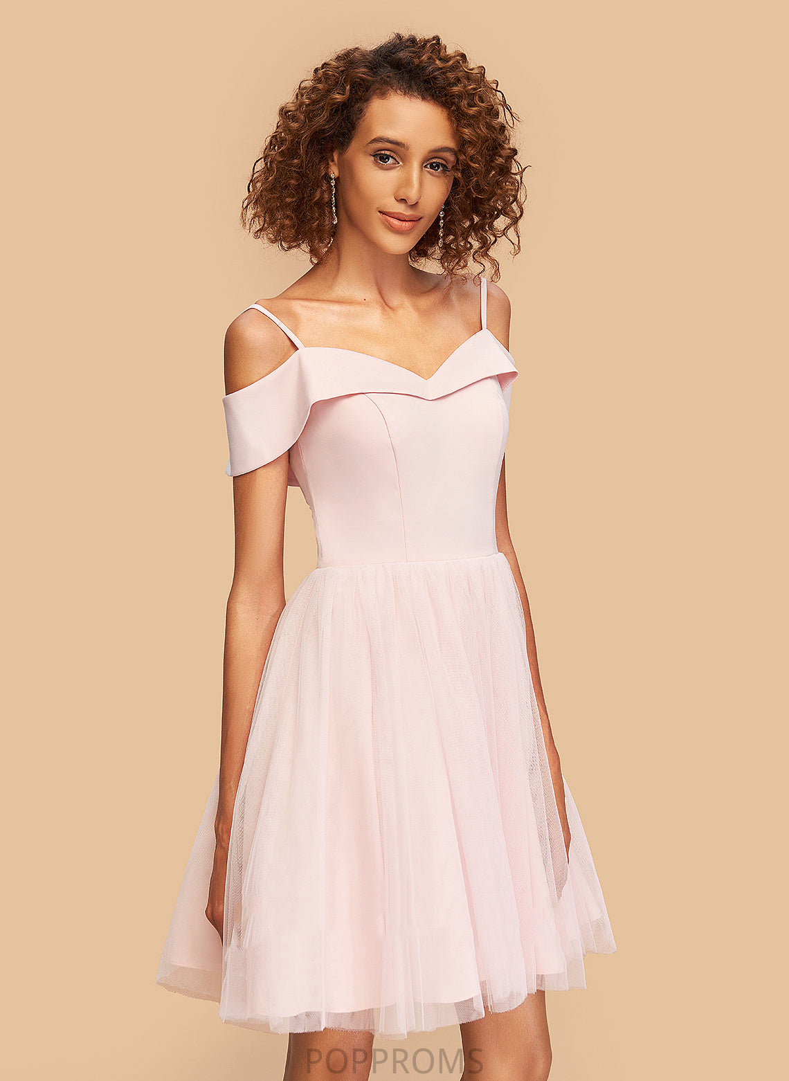 A-Line Off-the-Shoulder Dress V-neck Maribel Homecoming Dresses Homecoming Short/Mini Tulle