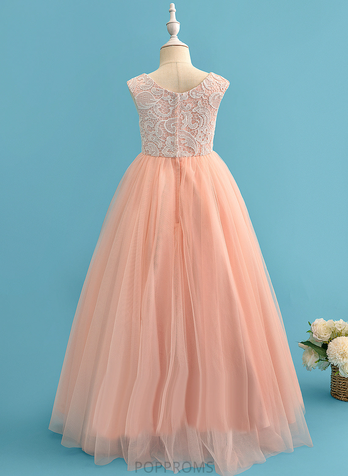 Flower With - Sleeveless Scoop Neck Tulle/Lace Flower Girl Dresses Floor-length Lyla Ball-Gown/Princess Beading/Flower(s) Girl Dress