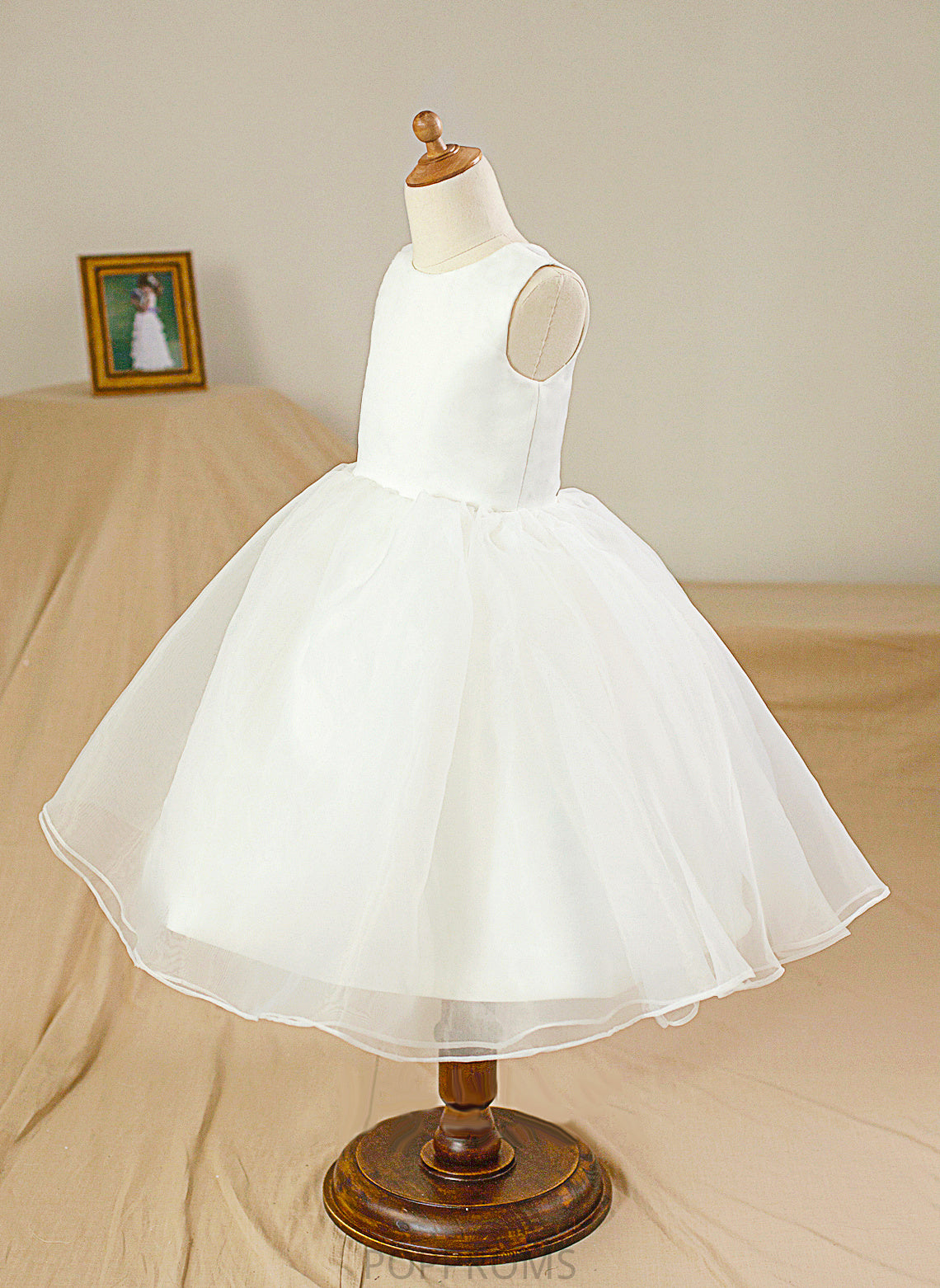 Scoop Ball Neck Satin/Tulle Flower Girl Dresses - Knee-length Gown Aliana Flower Dress Sleeveless Girl