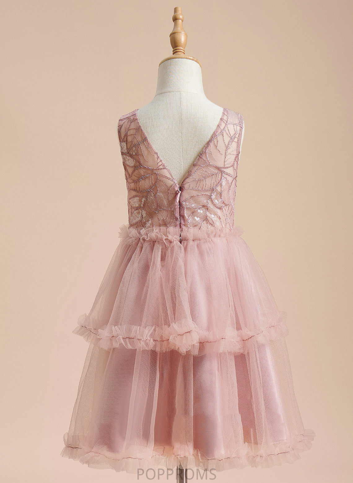 - Tulle Neck Sleeveless Madeline Knee-length Girl Scoop With A-Line Flower Back Sequins/Pleated/V Dress Flower Girl Dresses