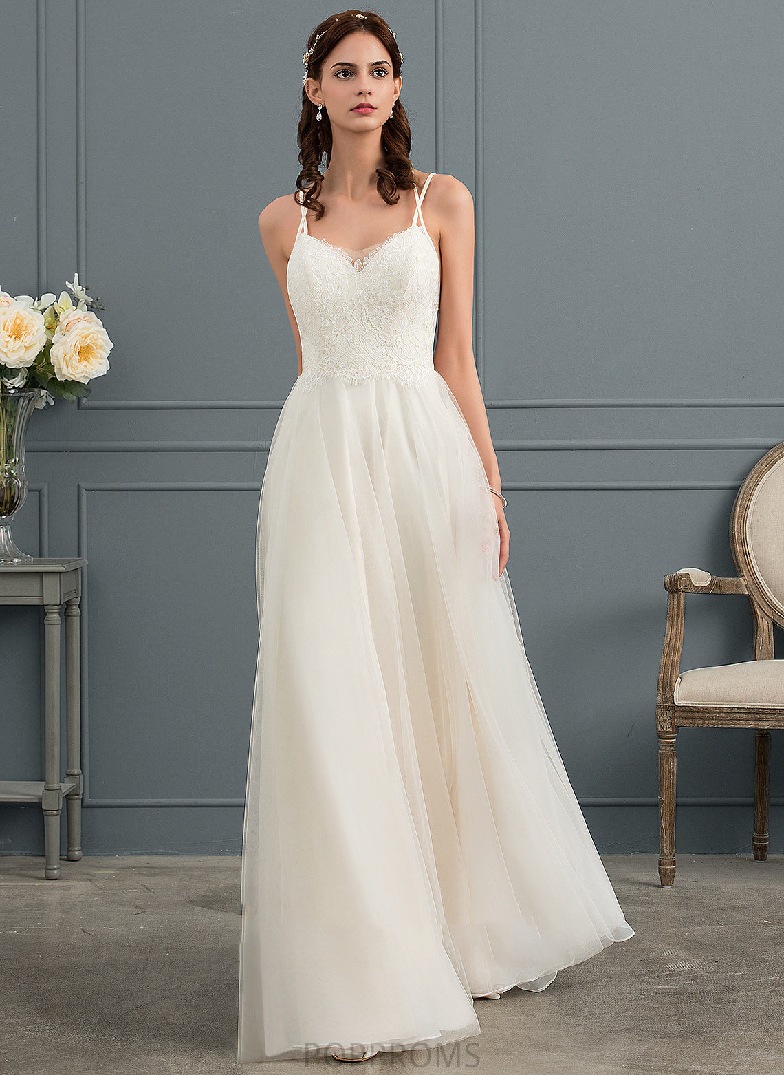 Wedding A-Line Floor-Length Sweetheart Tulle Wedding Dresses Emely Dress