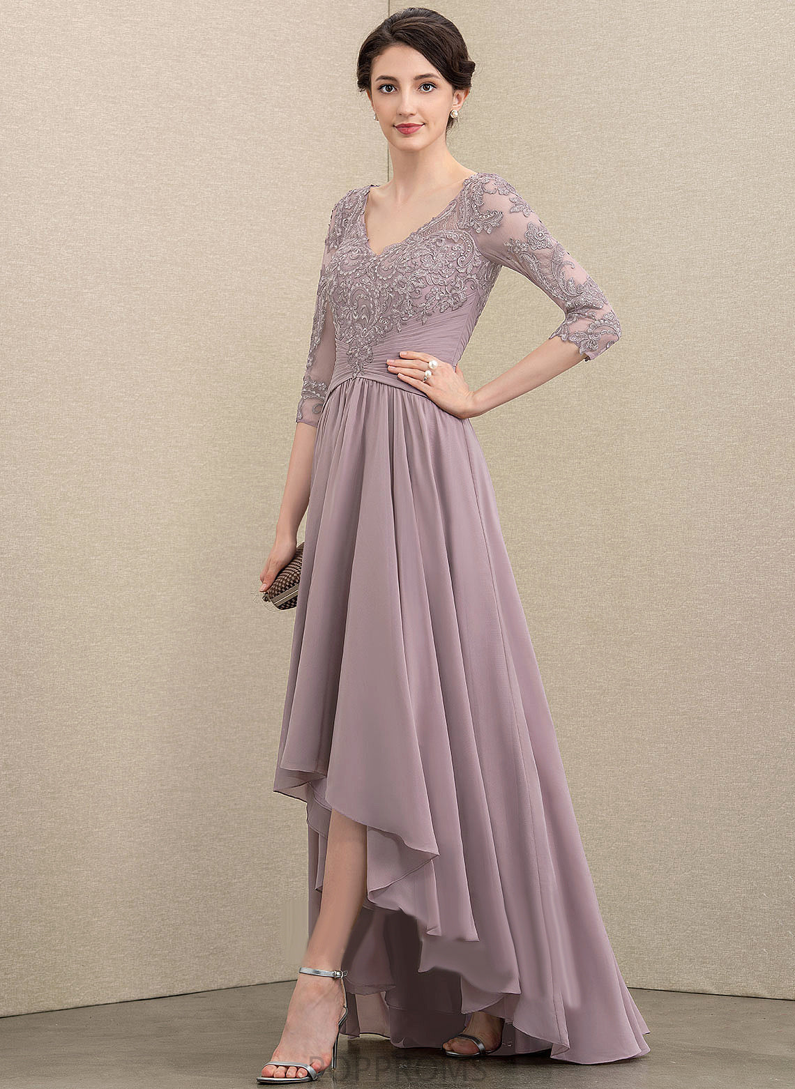 Chiffon Mother the Dress Lace of V-neck With Maud Asymmetrical A-Line Bride Mother of the Bride Dresses Sequins