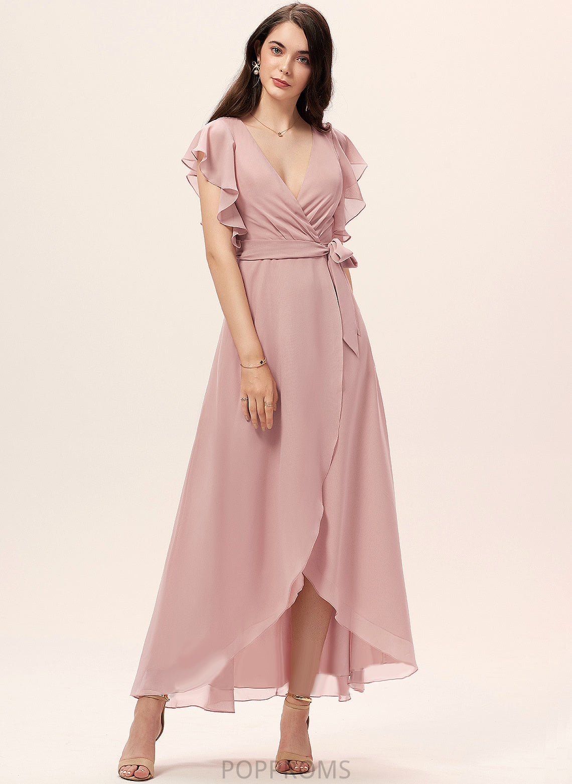 Cocktail Chiffon Alexandra Cocktail Dresses Dress Asymmetrical Ruffle With A-Line V-neck