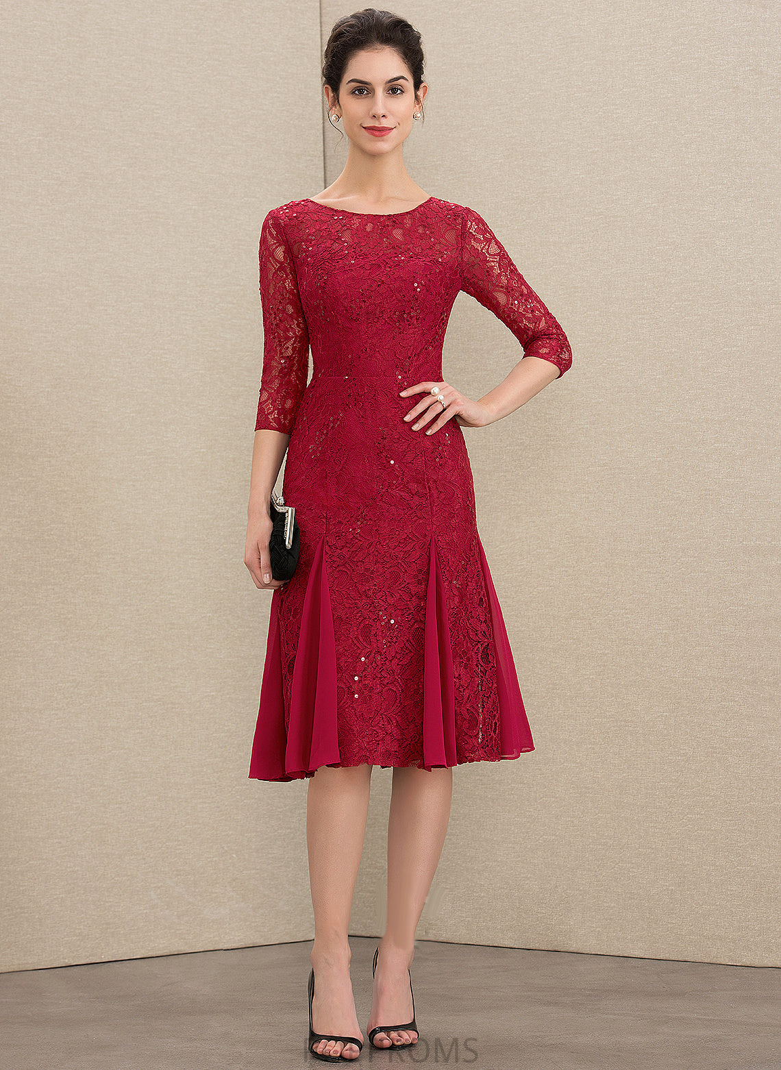 Scoop With the Neck Lace of Kayleigh Mother A-Line Dress Mother of the Bride Dresses Bride Knee-Length Sequins