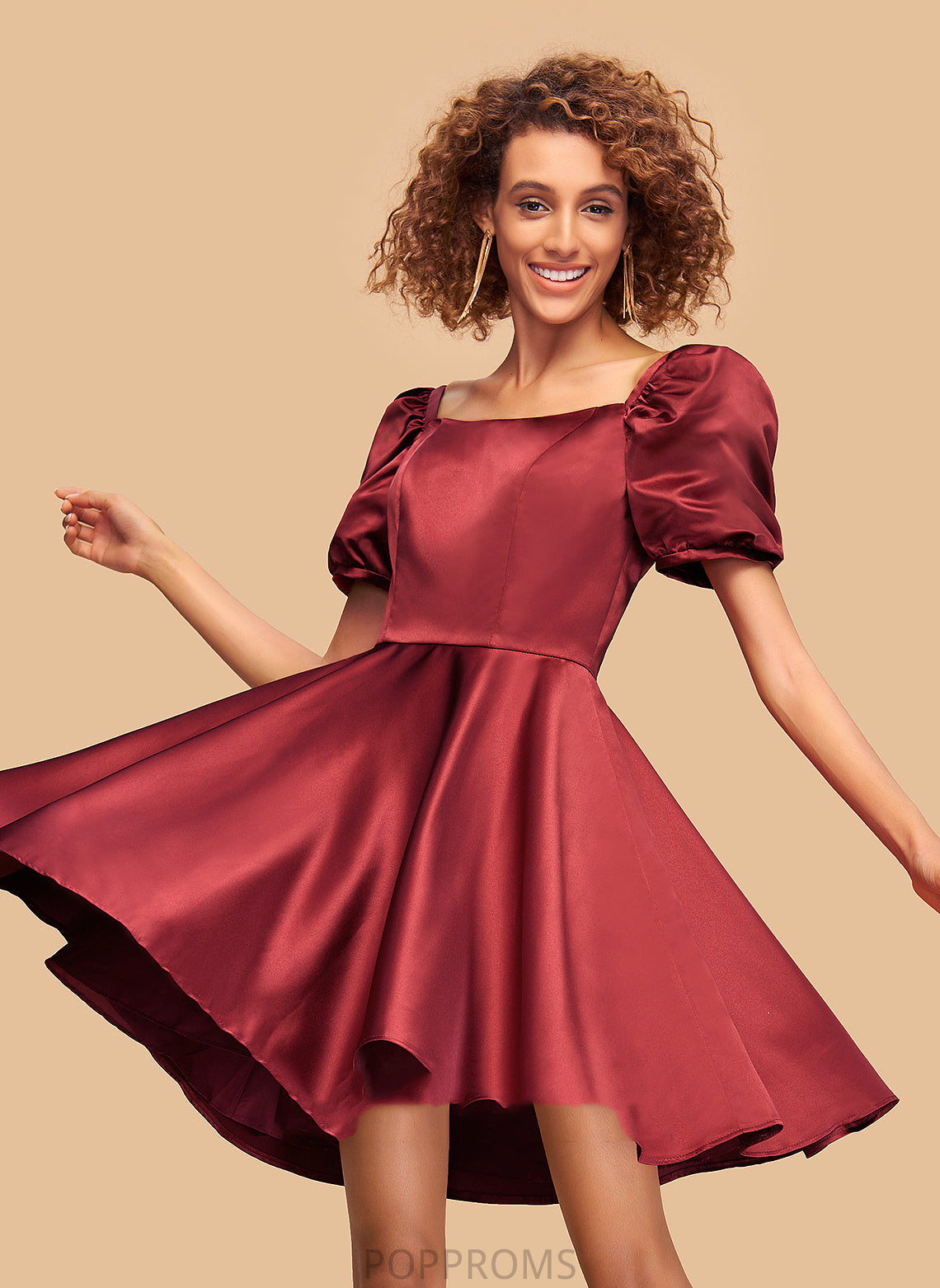 Satin Neckline Square Dress Homecoming Dresses A-Line Livia Homecoming Short/Mini