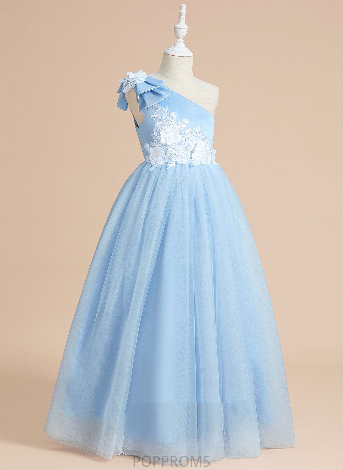 Flower Girl Dresses Dress Milagros Ball-Gown/Princess - Flower Floor-length Girl Satin/Tulle Lace/Bow(s) Sleeveless With One-Shoulder