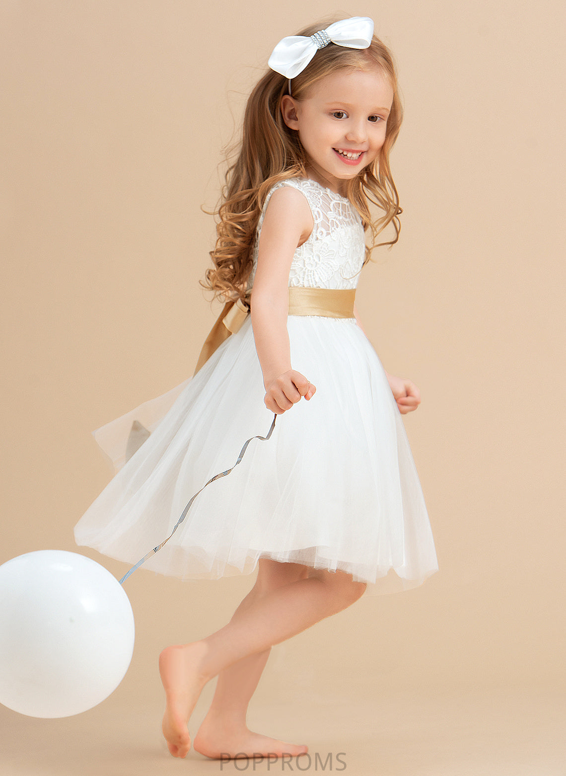 Scoop Dress Satin/Tulle/Lace Sleeveless Flower Girl Dresses Sash/Bow(s)/Back Flower Neck Knee-length Chanel - Girl A-Line Hole With