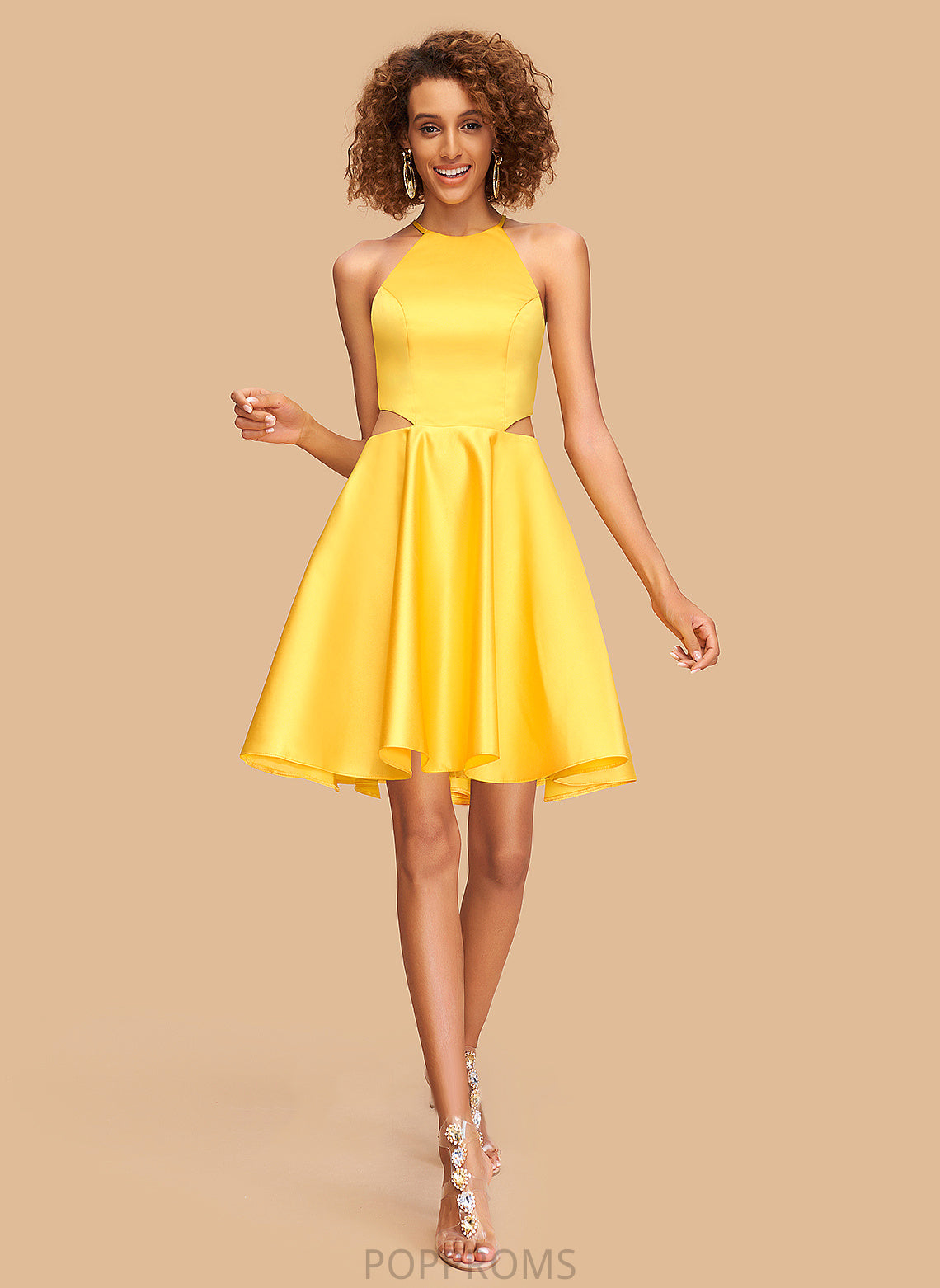 Neck Homecoming Dresses Scoop Satin Short/Mini Dress A-Line Lillian Homecoming