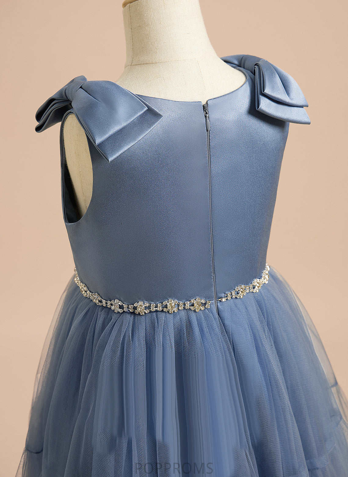 Alia Flower Girl Dresses Girl Dress A-Line Knee-length With Scoop Flower Sleeveless Neck - Satin/Tulle Beading/Bow(s)