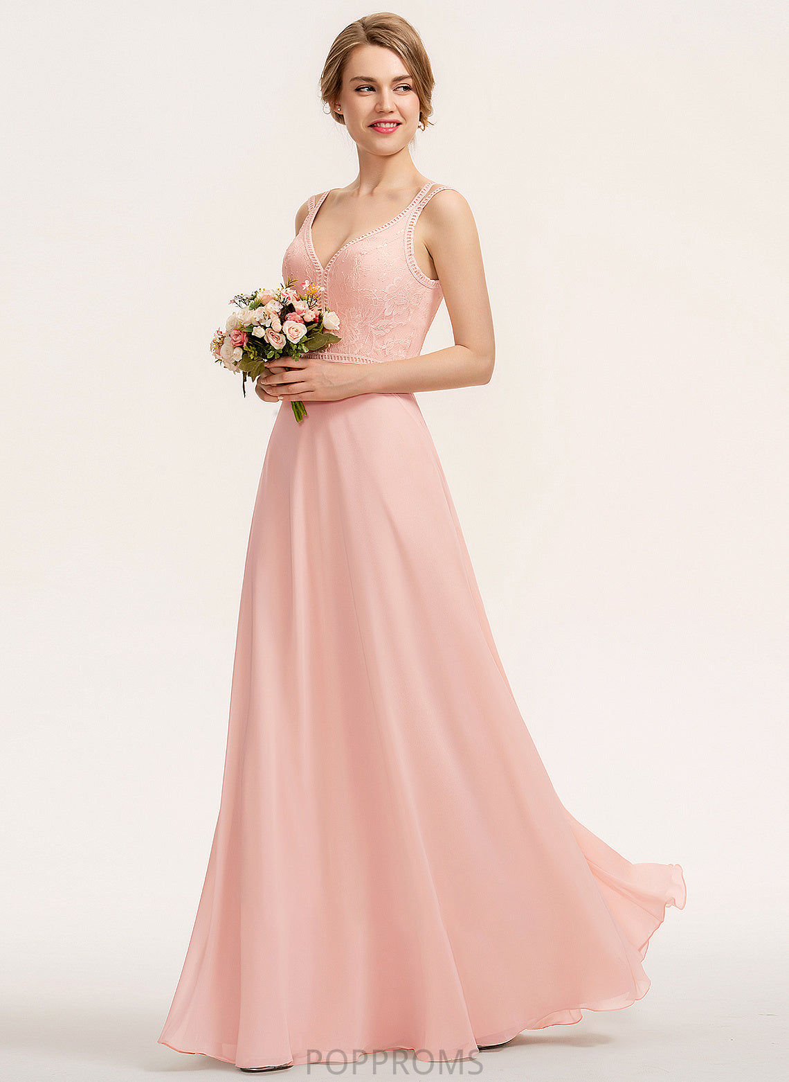 V-neck Length A-Line Straps Fabric Lace Floor-Length Neckline Silhouette Sophie V-Neck Sleeveless Bridesmaid Dresses