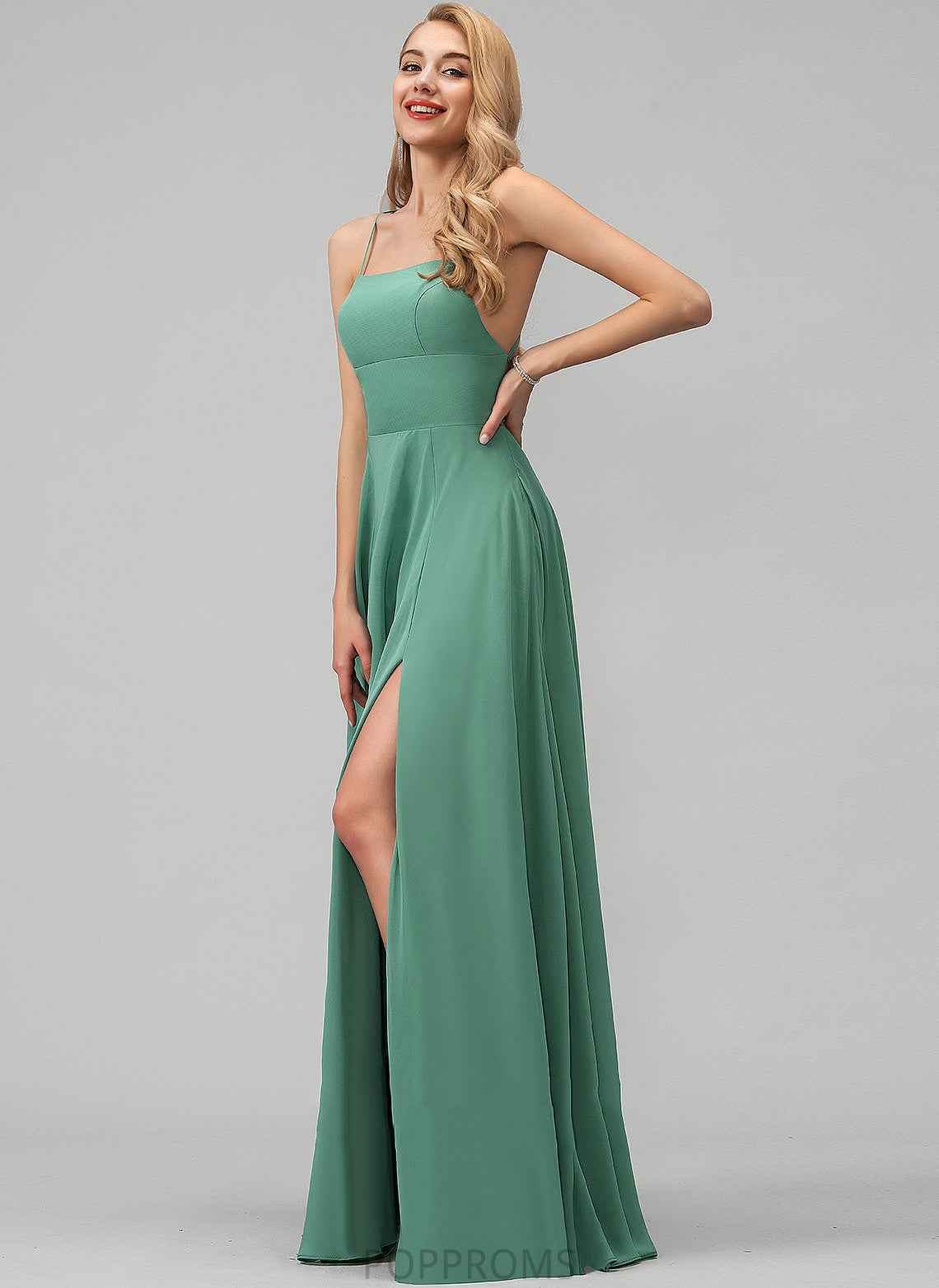 Length Fabric Floor-Length Pockets Neckline SplitFront A-Line SquareNeckline Embellishment Silhouette Claire V-Neck Bridesmaid Dresses