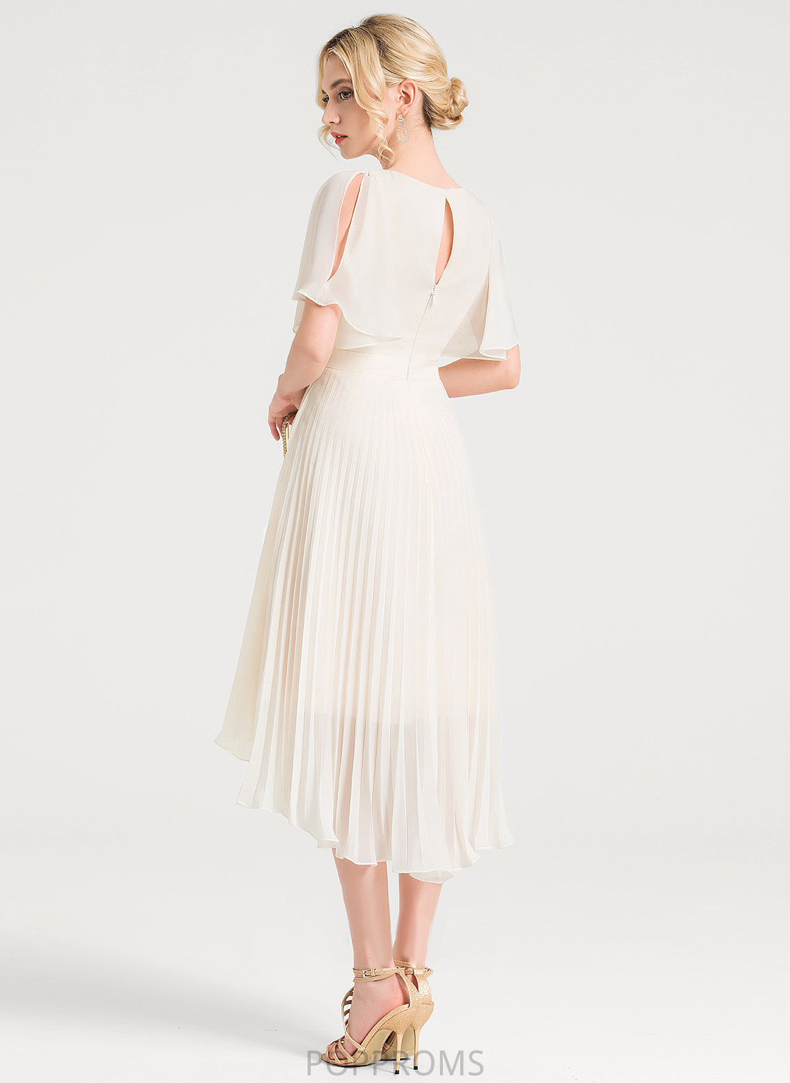 Dress A-Line Chiffon Madalynn Asymmetrical Scoop Cocktail Neck Cocktail Dresses Pleated With