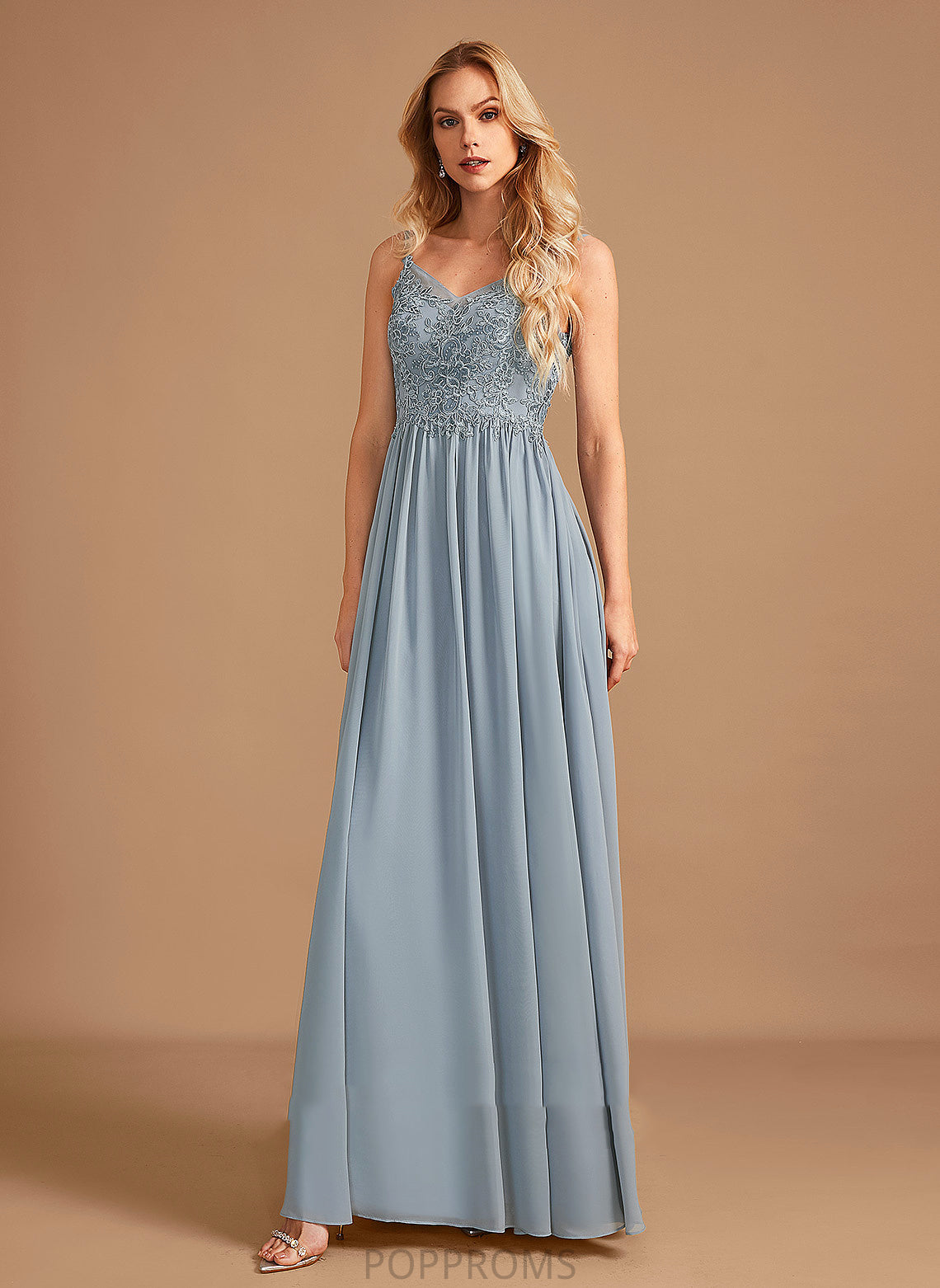 V-neck Length Fabric Floor-Length A-Line Neckline Silhouette Ruffle Embellishment Skye Sleeveless Natural Waist Bridesmaid Dresses