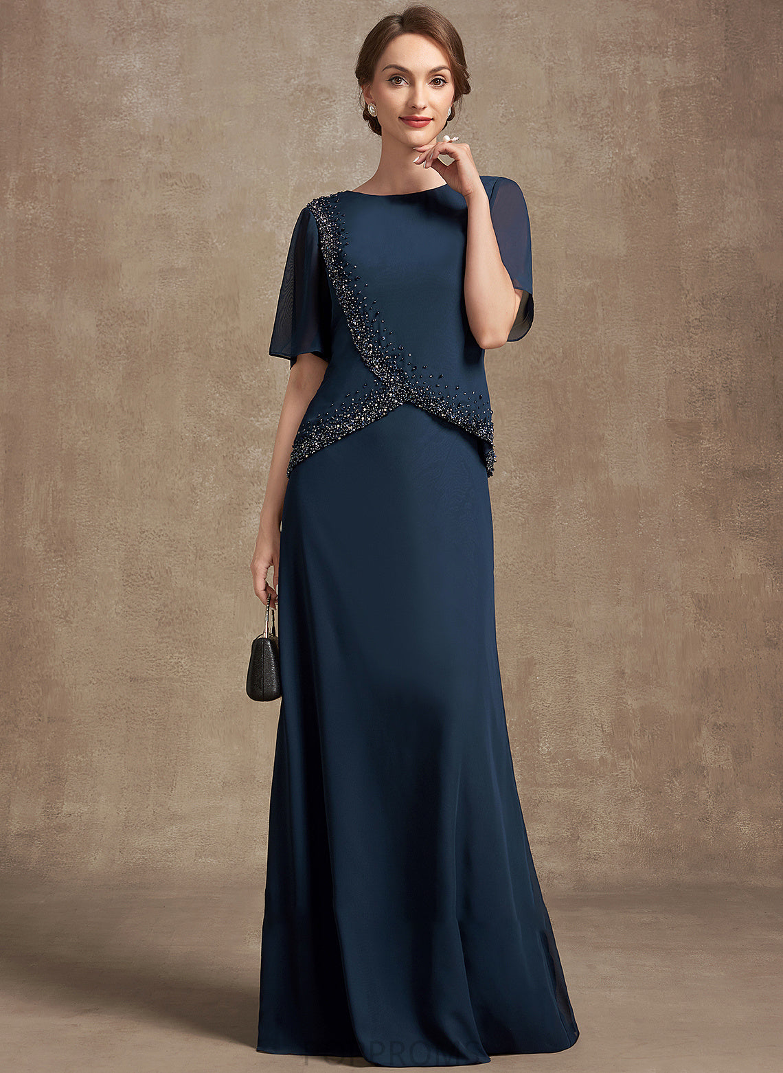 Floor-Length the Sequins Mother of the Bride Dresses Beading Bride Chiffon Mother Nathaly Scoop of A-Line Dress Neck With