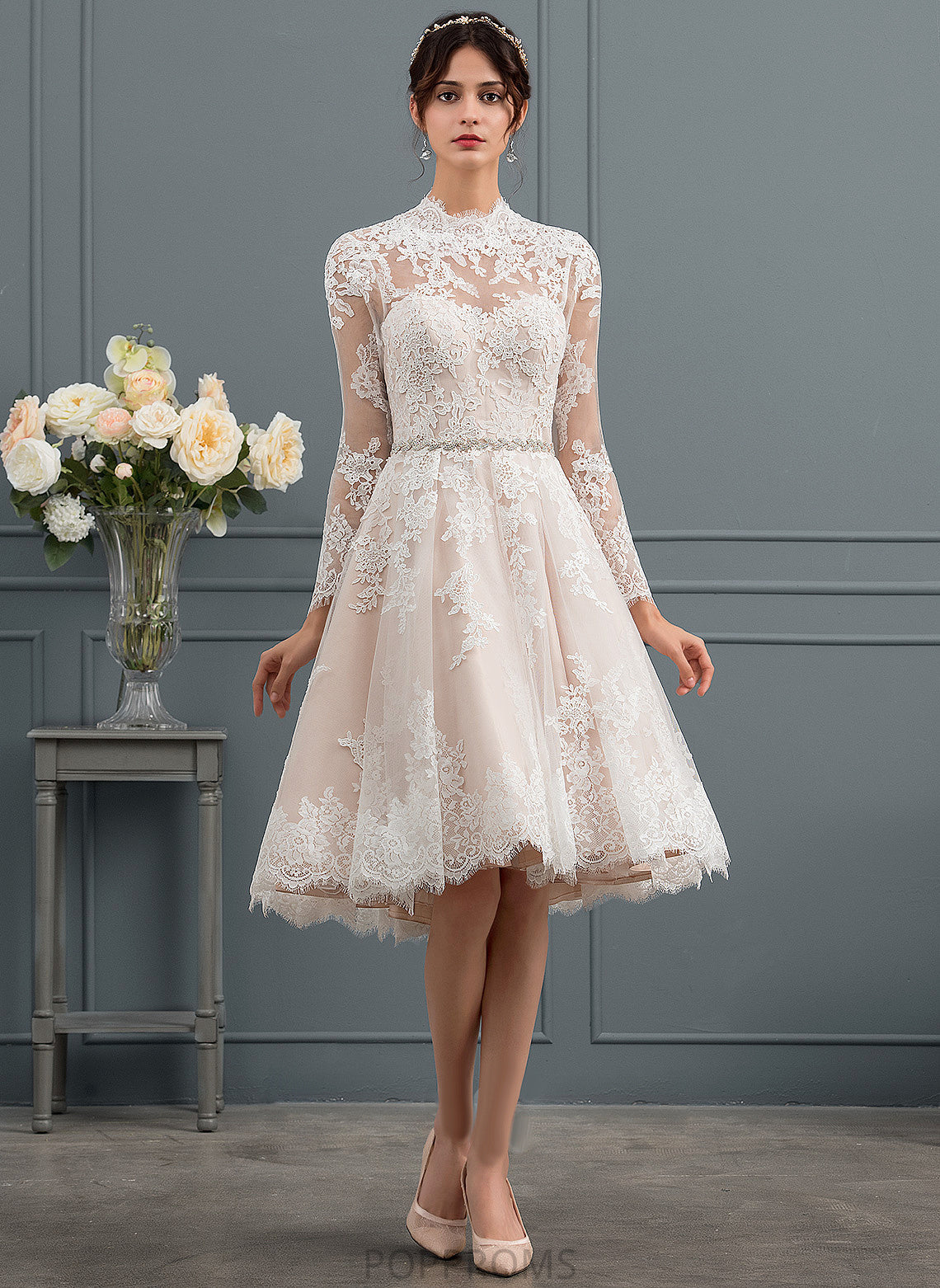 Dress Chasity Illusion Lace Tulle Knee-Length Wedding Dresses A-Line Wedding