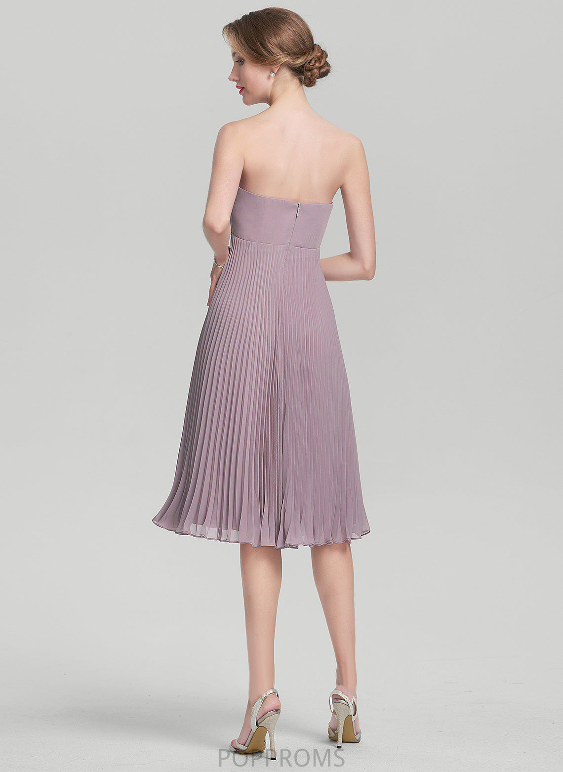 Pleated Sweetheart Dress Cocktail A-Line Chiffon Gertie With Knee-Length Cocktail Dresses