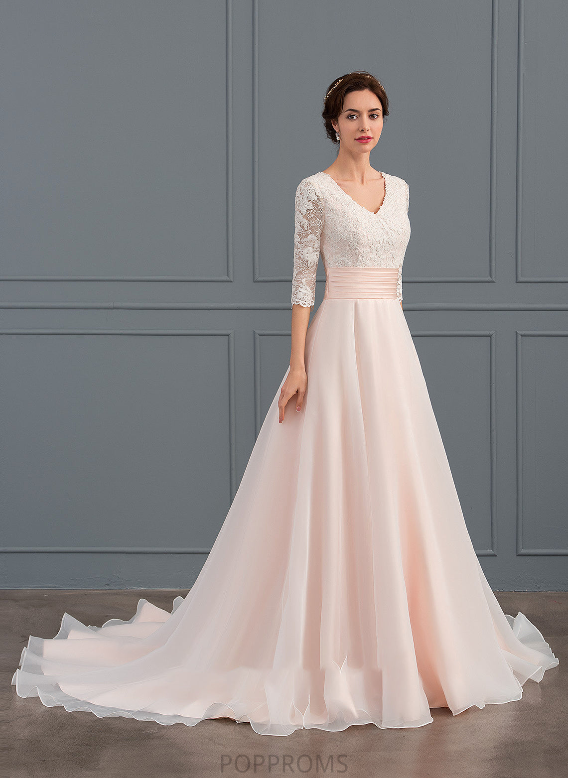 V-neck With Ruffle Wedding Dresses Ball-Gown/Princess Organza Luciana Dress Court Train Wedding