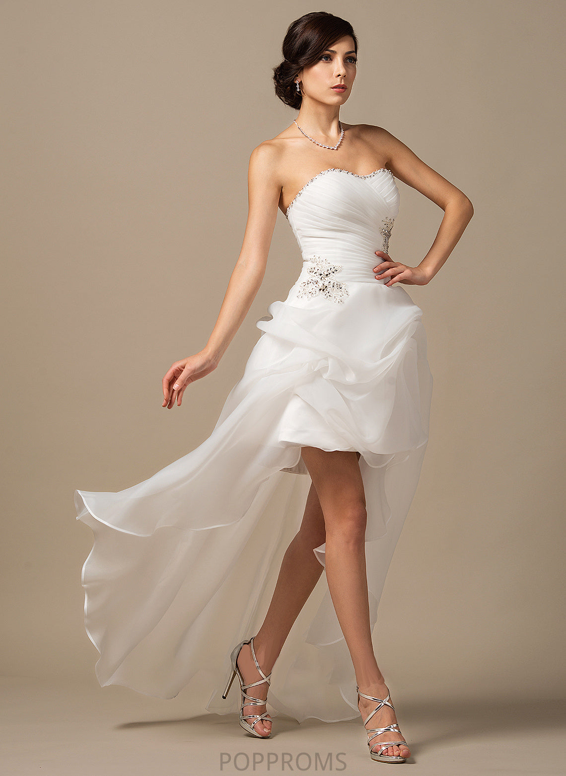 Wedding Dresses Mercedes Ruffle Asymmetrical With Sweetheart Wedding A-Line Organza Beading Dress Sequins