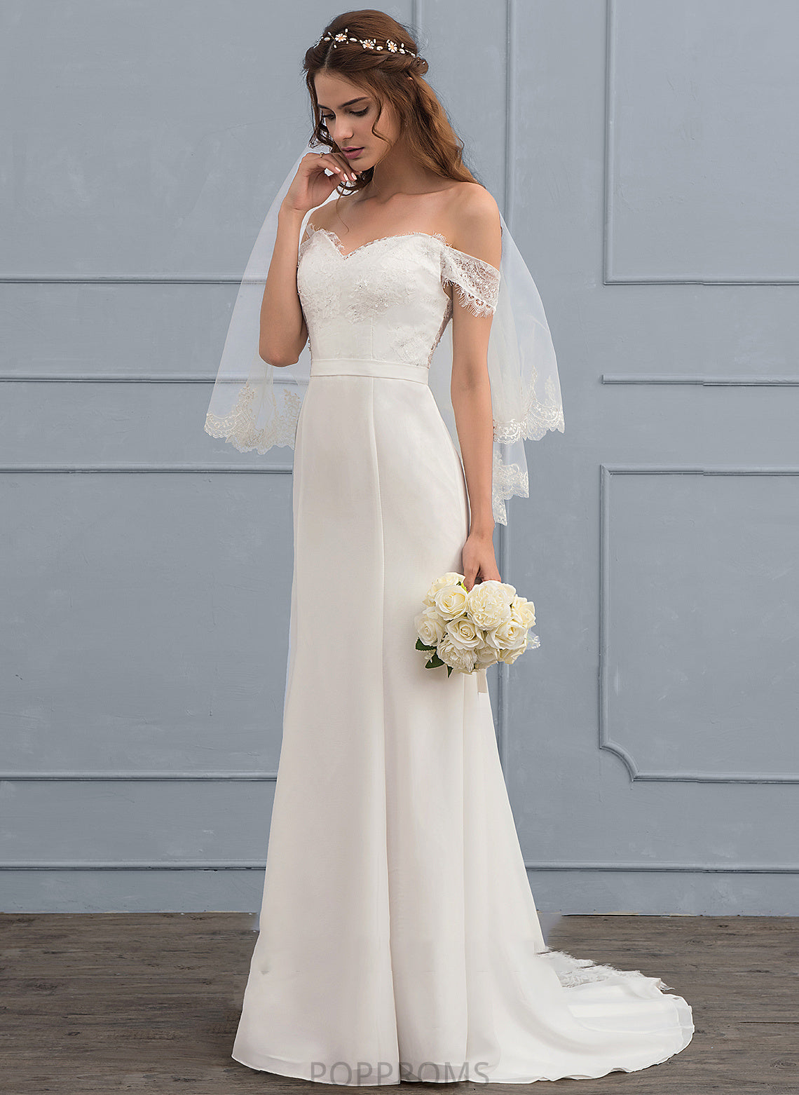 Sequins Chiffon Wedding Trumpet/Mermaid Beading With Wedding Dresses Train Court Jocelyn Dress Lace