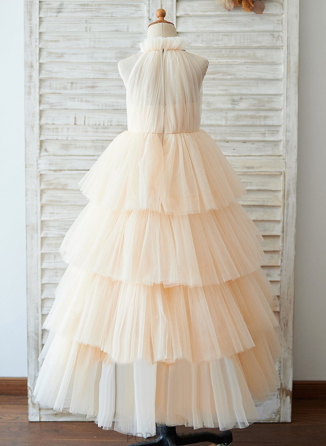 - Flower Flower Girl Dresses Floor-length Sleeveless Dress Neck Tulle Girl High Jaelyn Ball-Gown/Princess