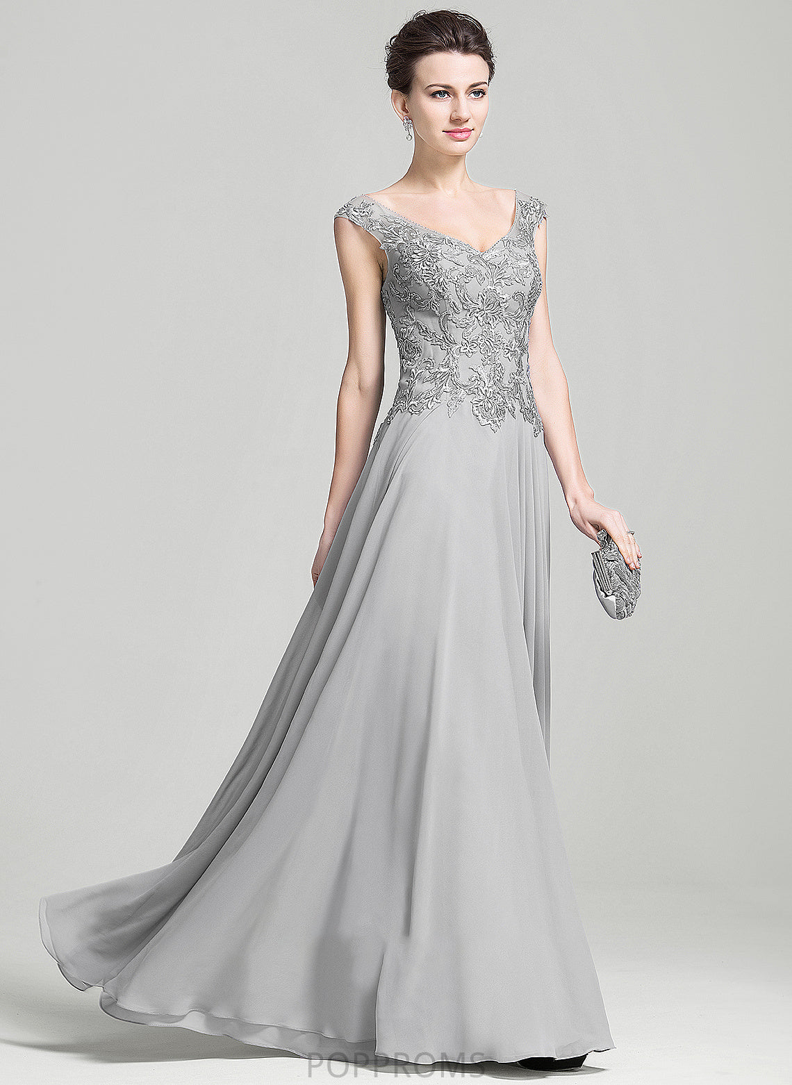 Lace A-Line Appliques With Bride Maritza Chiffon Dress Mother of the Bride Dresses V-neck the Mother of Floor-Length