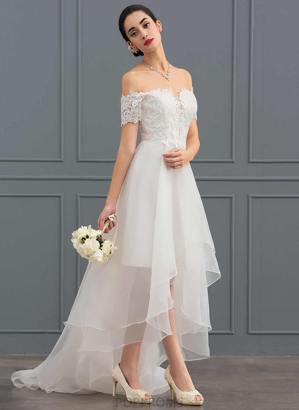 Organza With Asymmetrical Sequins Dress Charlotte Lace Wedding Wedding Dresses A-Line