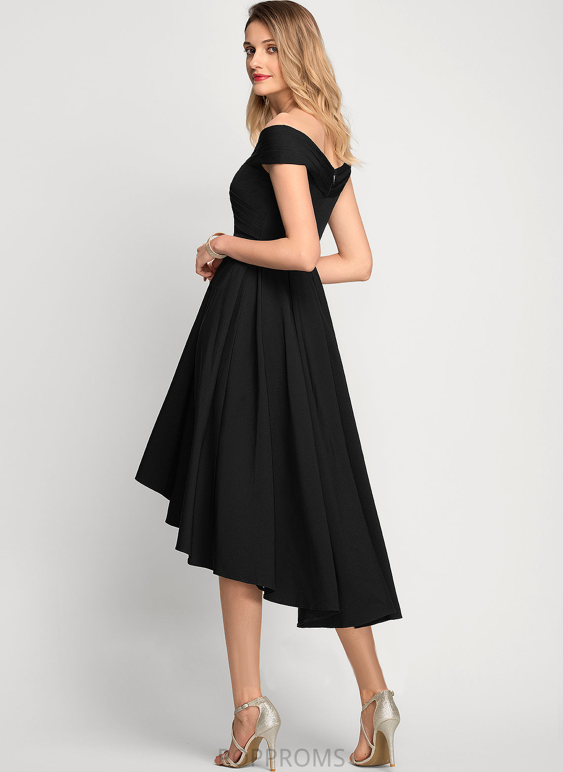 Cocktail Dresses A-Line Cocktail Stretch Dress Crepe Off-the-Shoulder Asymmetrical Catalina