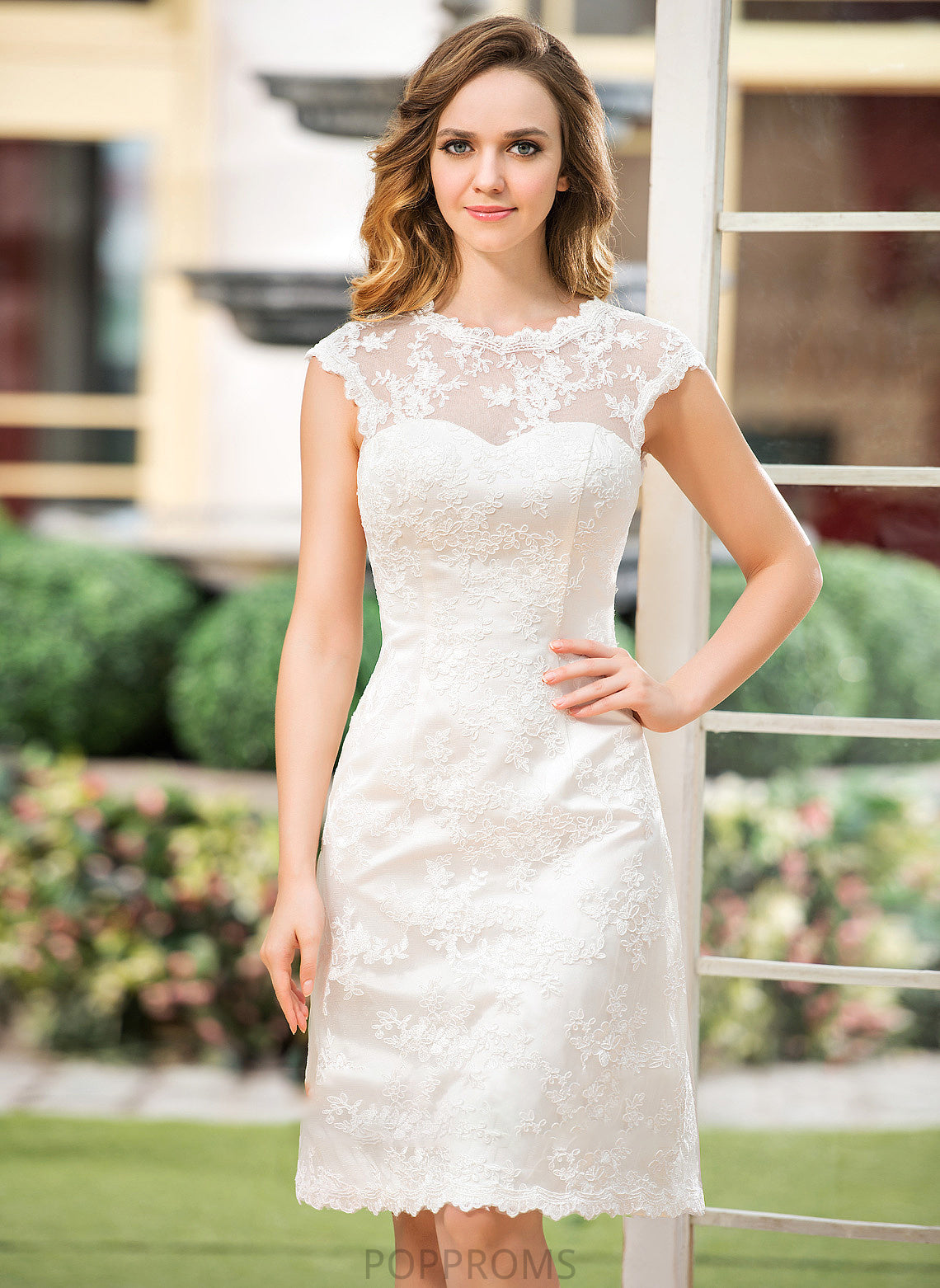 Scoop Janet Dress Lace Knee-Length A-Line Wedding Dresses Neck Wedding