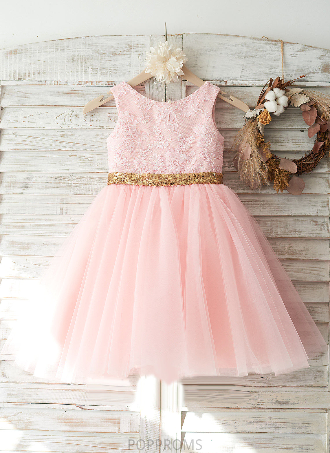 Bow(s)/V Nicola A-Line Tulle/Lace/Sequined Flower Girl Dresses - Dress Back With Girl Flower Neck Scoop Knee-length Sleeveless