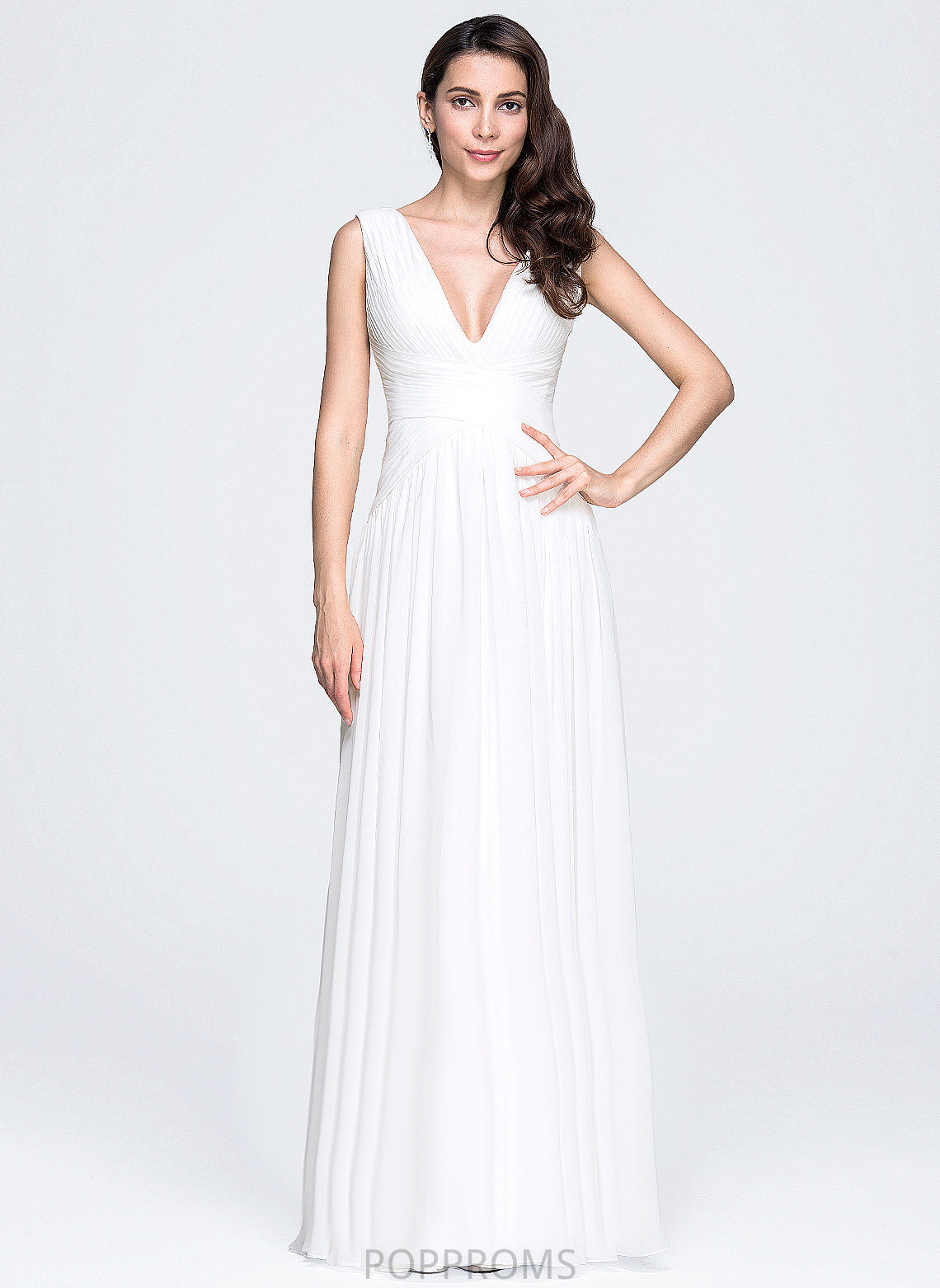 Wedding Dresses Wedding Paige Pleated Dress V-neck A-Line Chiffon Floor-Length With