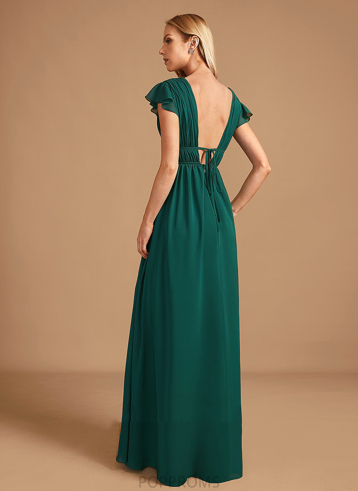 V-neck Neckline Silhouette Embellishment A-Line SplitFront Length Floor-Length Fabric Thirza Sleeveless Floor Length Bridesmaid Dresses