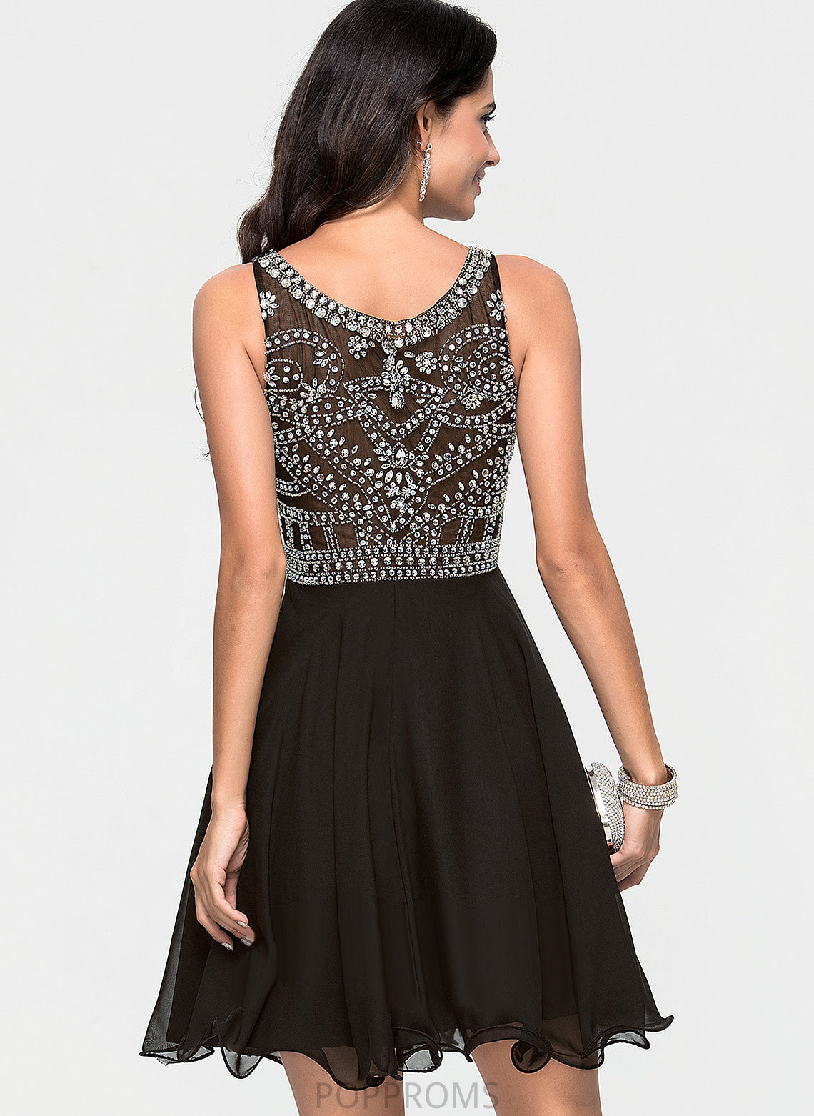 Homecoming Dresses Chiffon Sequins Ayana A-Line Scoop Neck Short/Mini Dress With Homecoming Beading