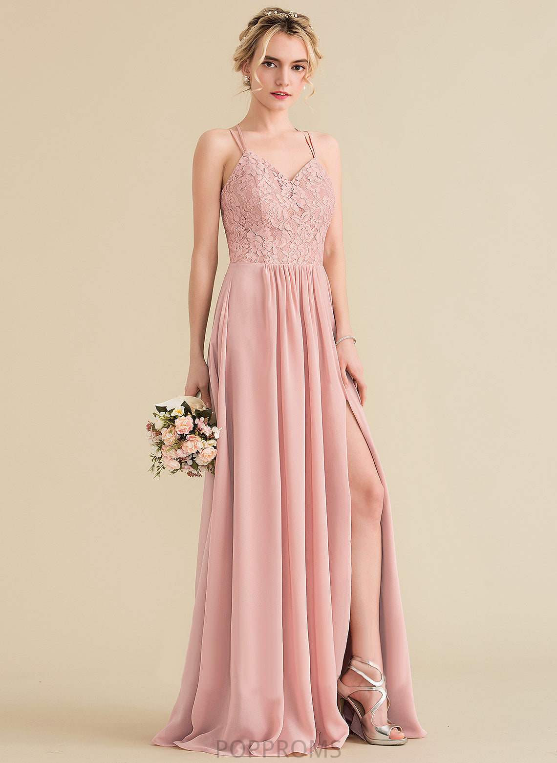 Sweetheart Floor-Length Lace Chiffon Prom Dresses Aaliyah A-Line