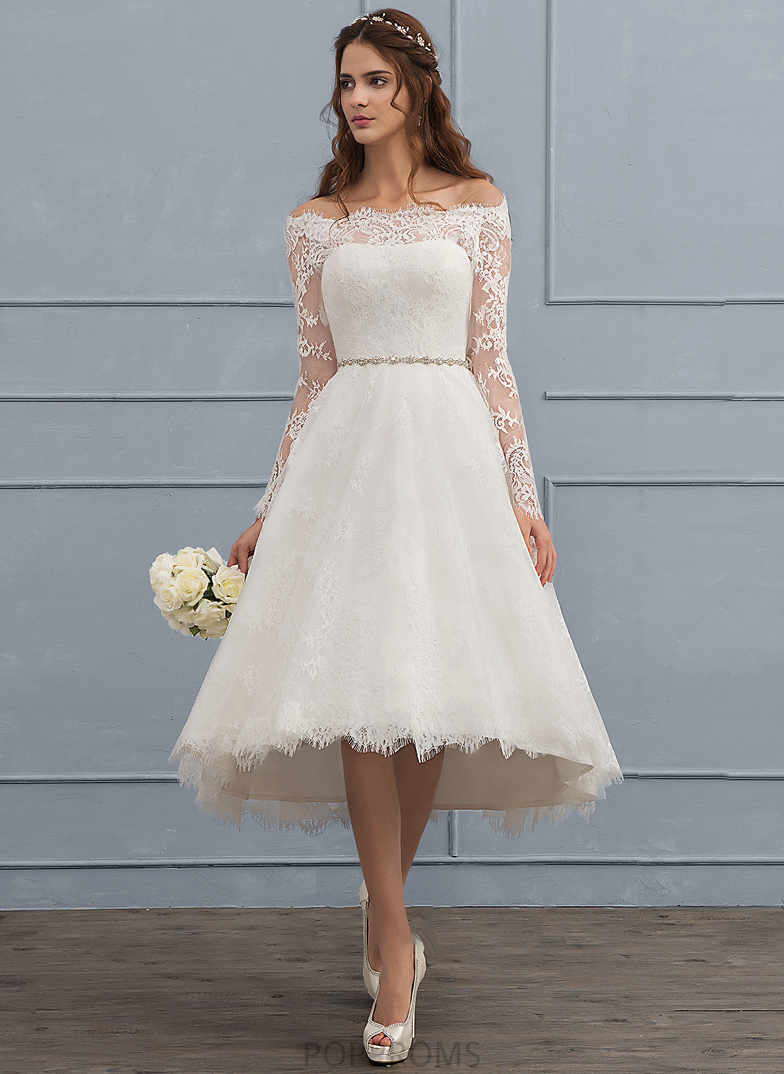 Asymmetrical A-Line Beading Wedding With Lace Wedding Dresses Dress Jaylin