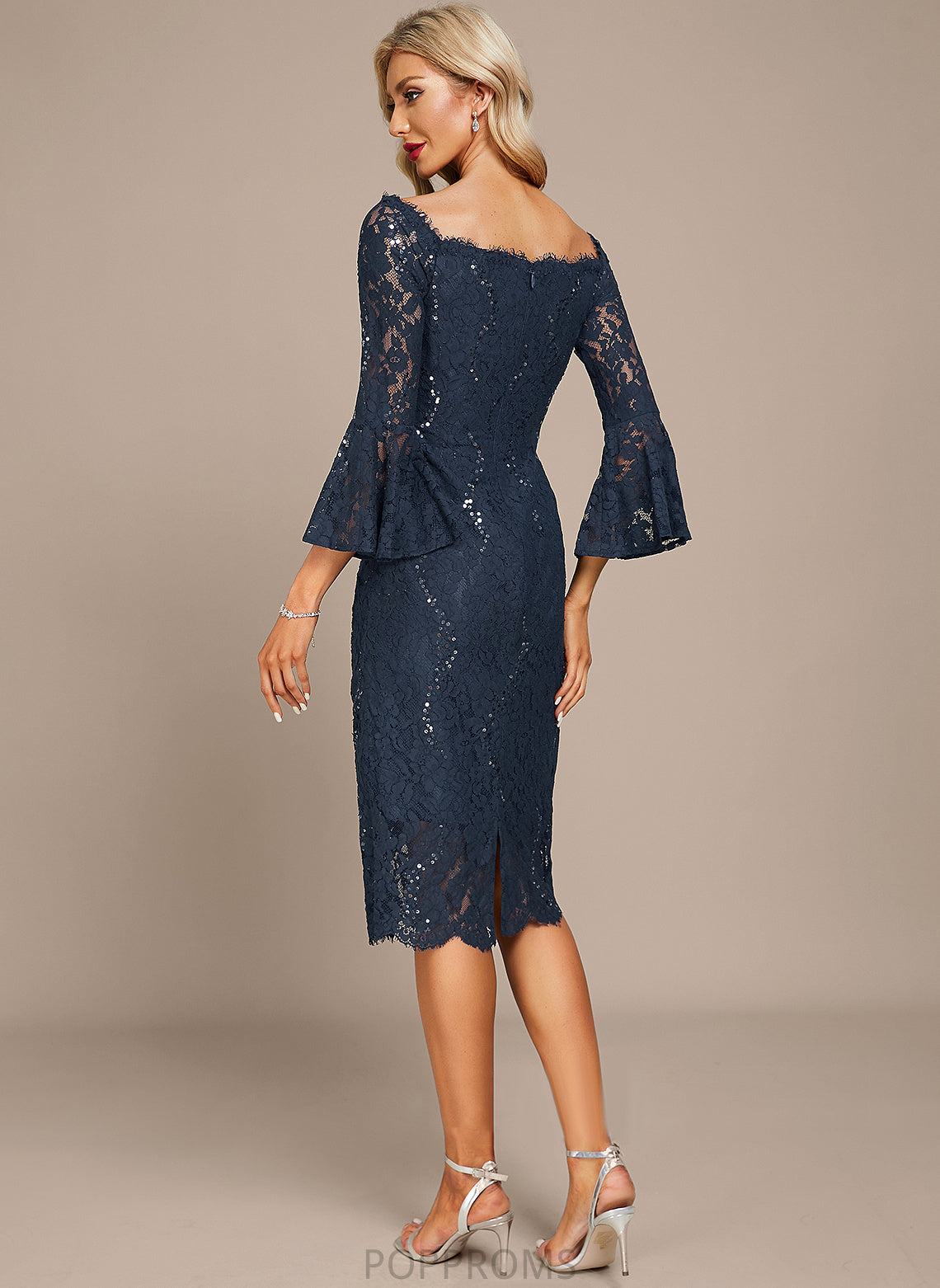 Off-the-Shoulder Cocktail Dresses Sydney Sheath/Column Dress Knee-Length Cocktail Sequins Lace With