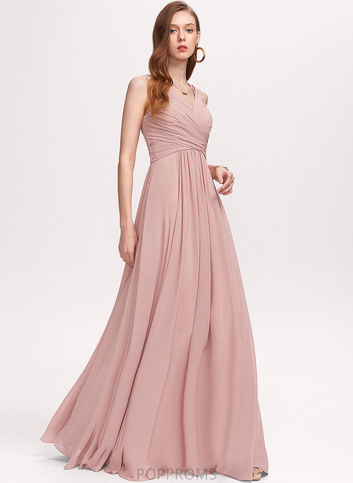 With Chiffon Rita Prom Dresses A-Line Floor-Length Pleated V-neck